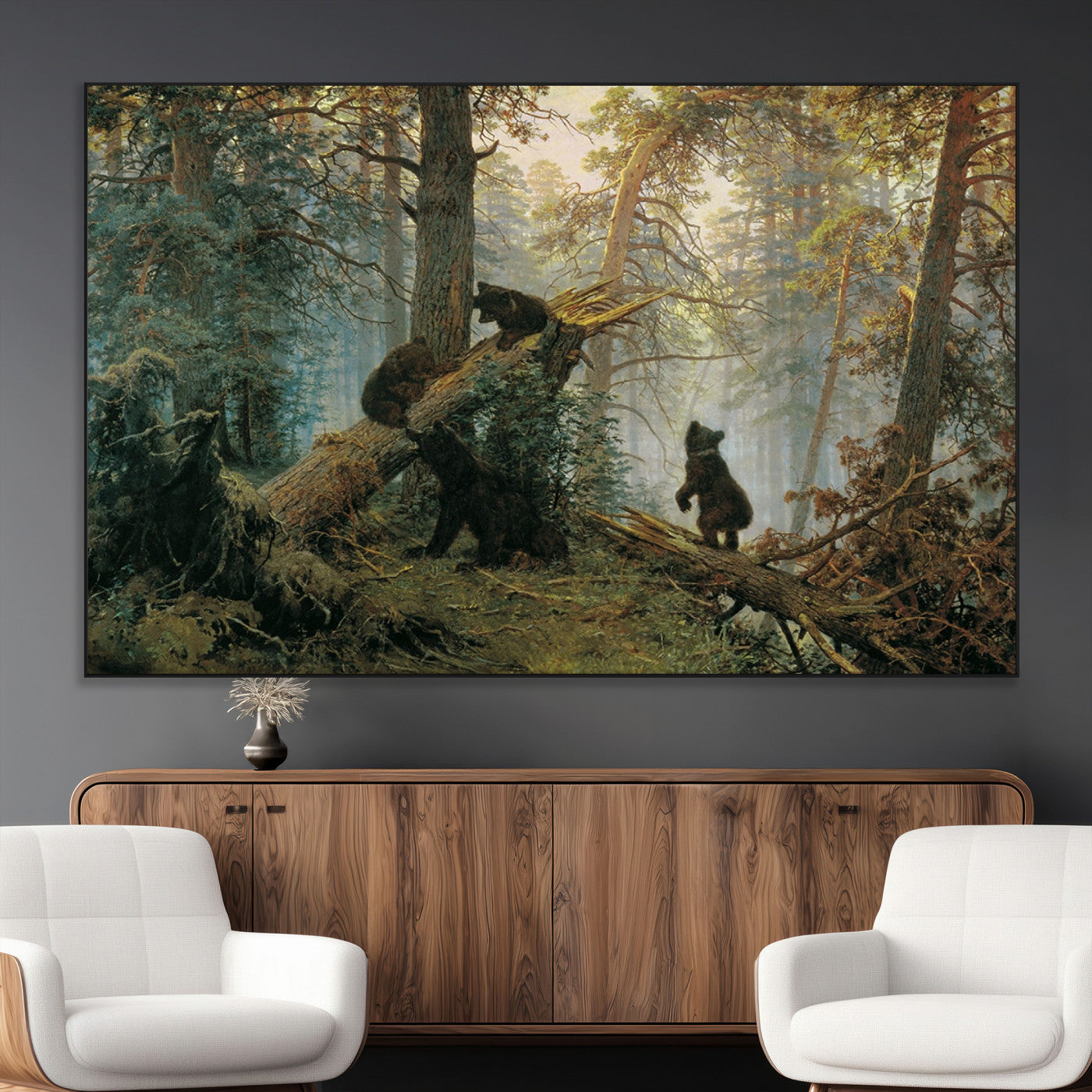 SEG-FC-51X34_Oversize - Baby Bears in Forest Wall Art Canvas Print