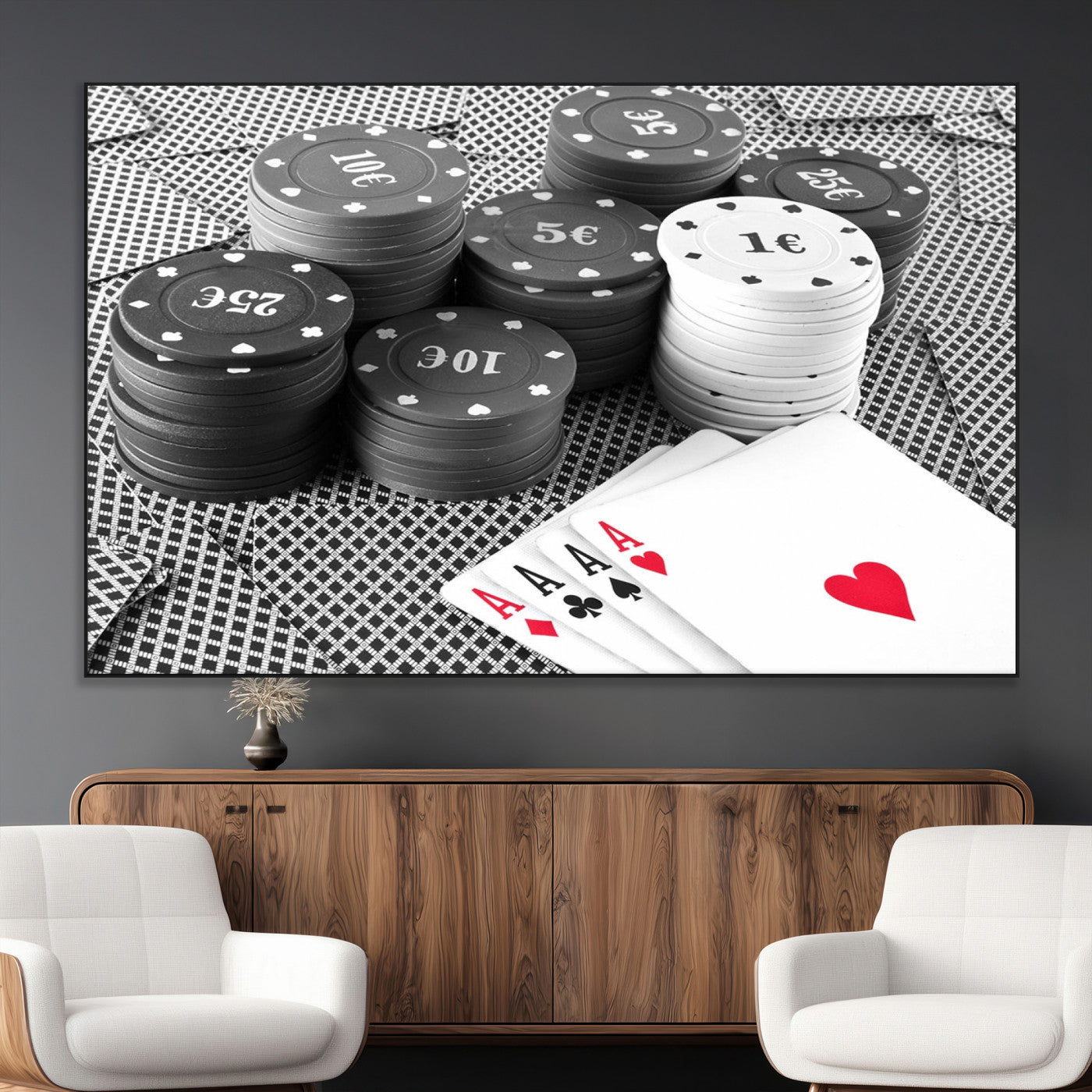 SEG-FC-51X34_Oversize - Poker Game Cards Wall Art Canvas, Multi Panel Wall Art Canvas Print
