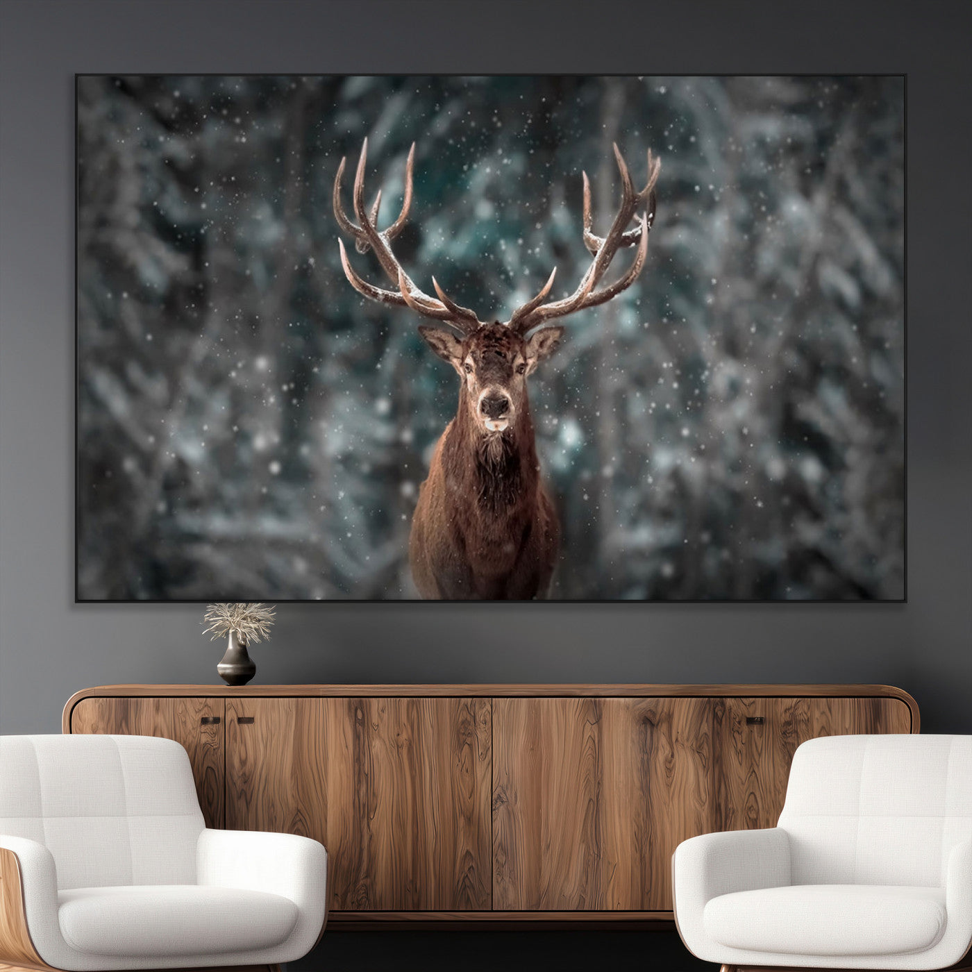 SEG-FC-51X34_Oversize - Wall Art Deer Art Animal Canvas, Framed Wall Art Deer Canvas Print