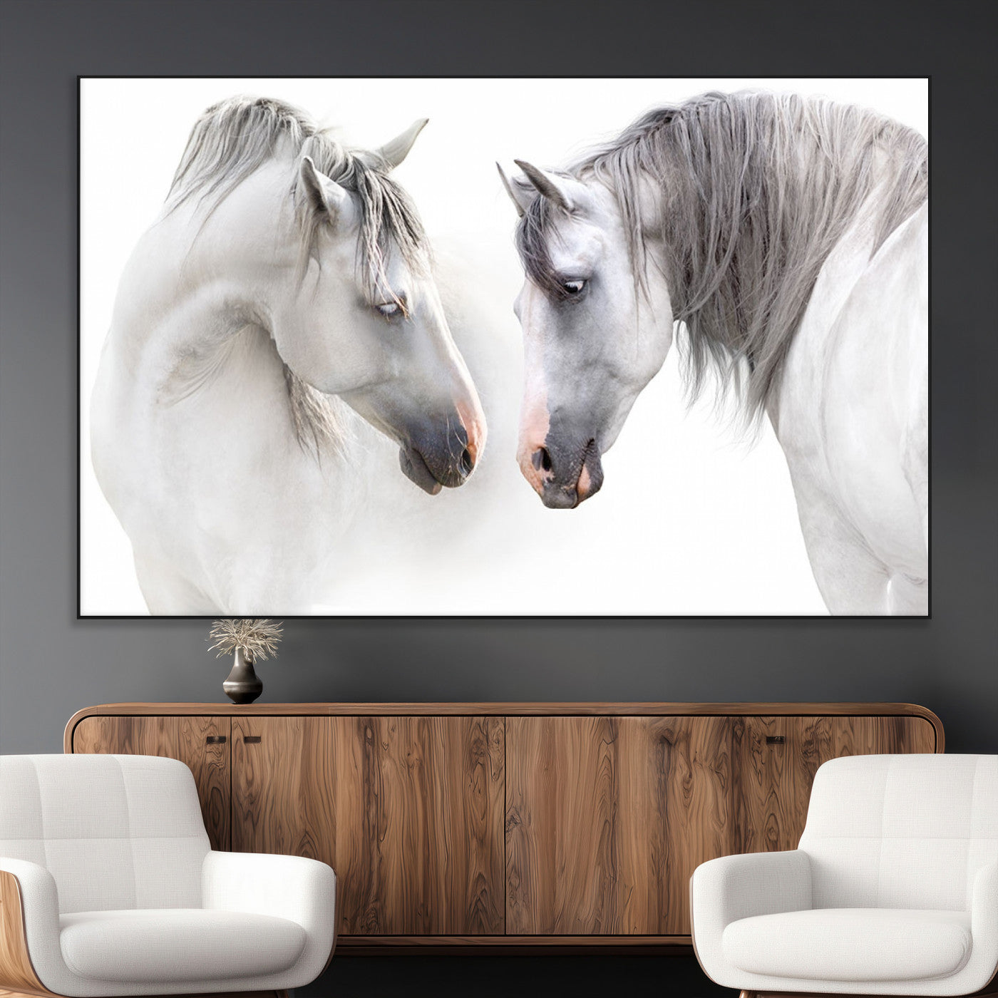 SEG-FC-51X34_Oversize - White Horse Wall Art Animal Canvas Print