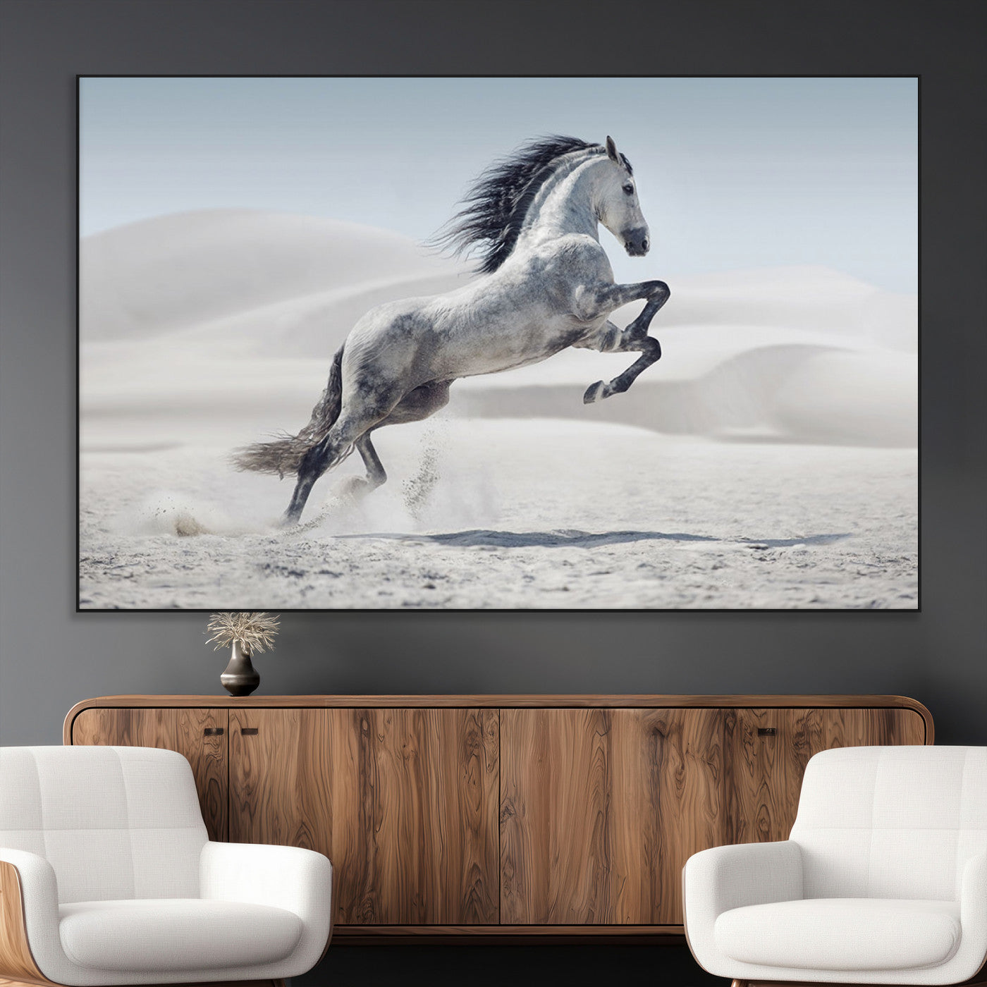 SEG-FC-51X34_Oversize - Prancing Horse on Dessert Large Wall Art Animal Canvas Print