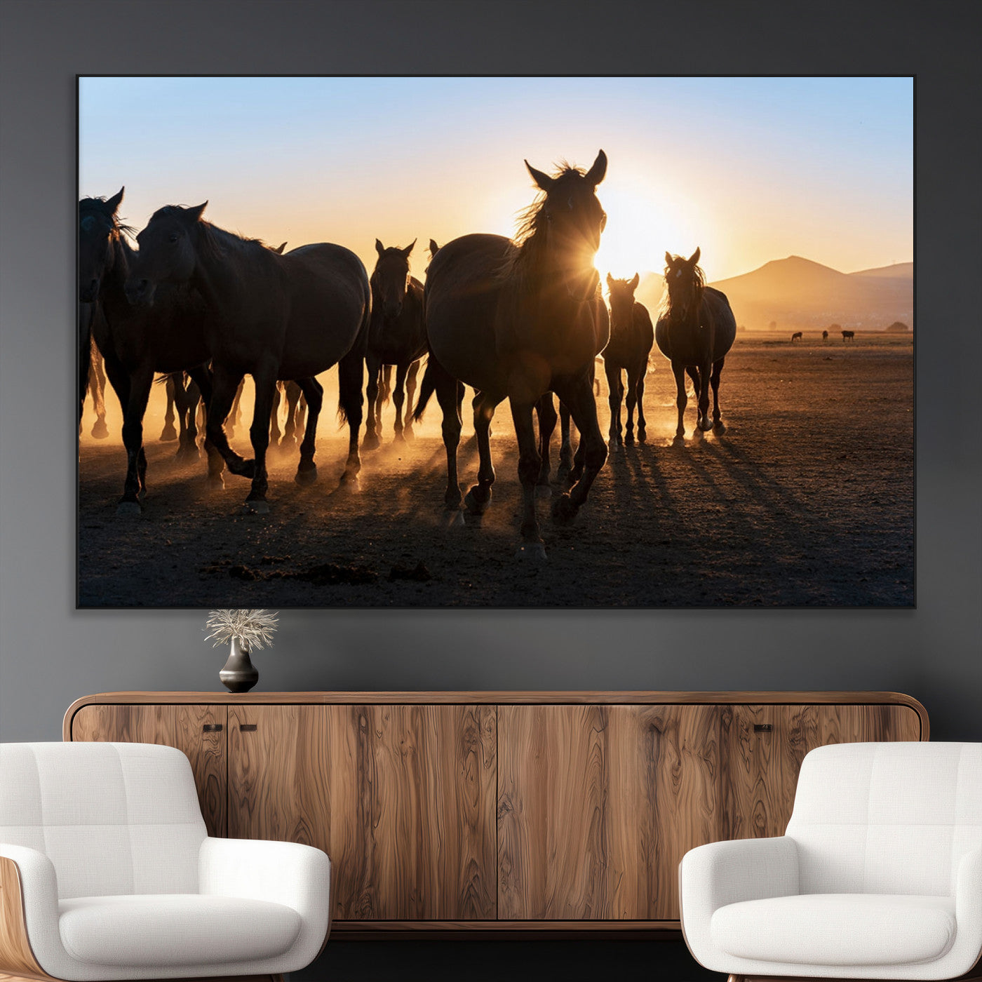 SEG-FC-51X34_Oversize - Horse Herd Wall Art Animal Canvas Print