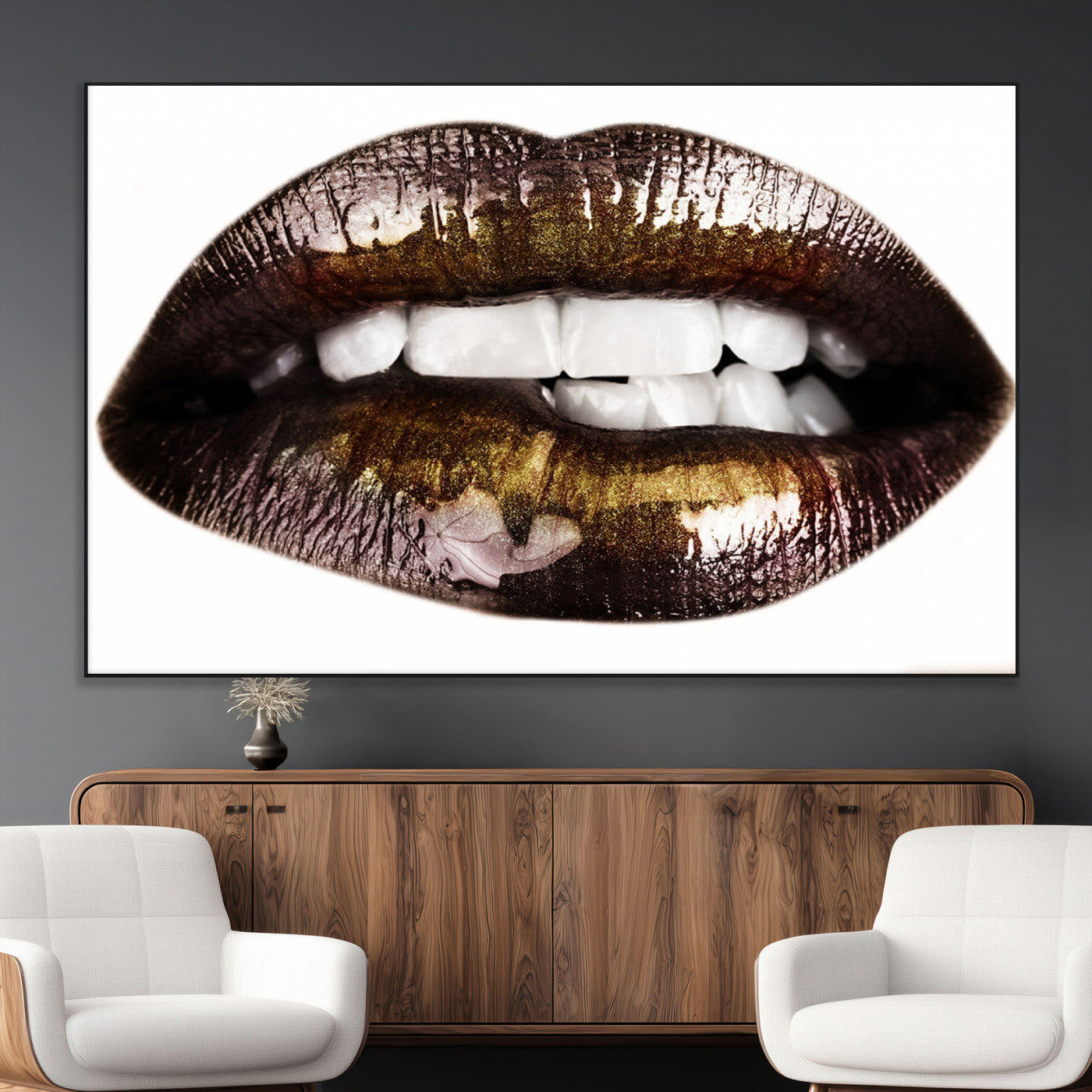 SEG-FC-51X34_Oversize - Close Up Lips Wall Art Canvas Print