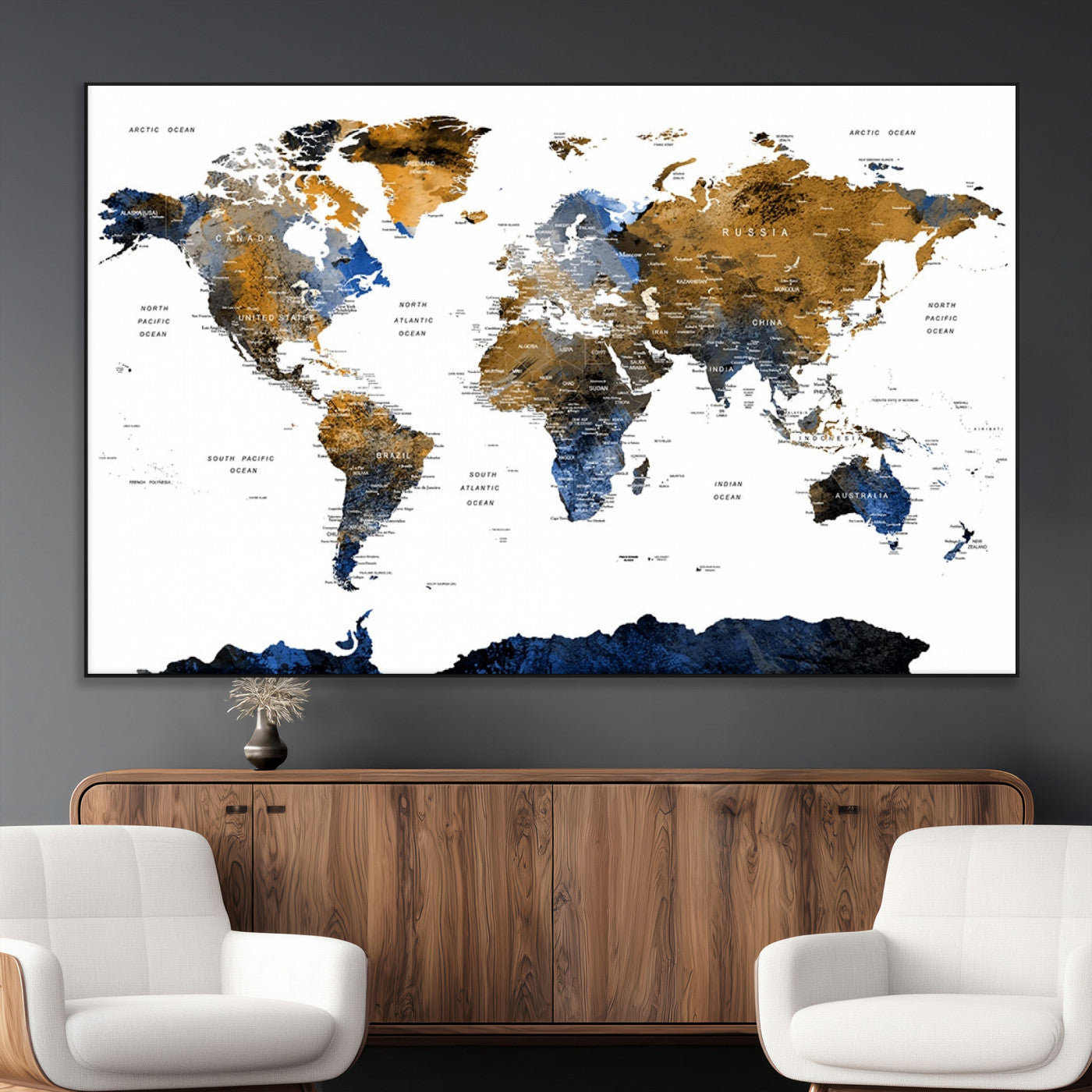 SEG-FC-51X34_Oversize - World Map Wall Art Canvas Print for Home and Office Decor