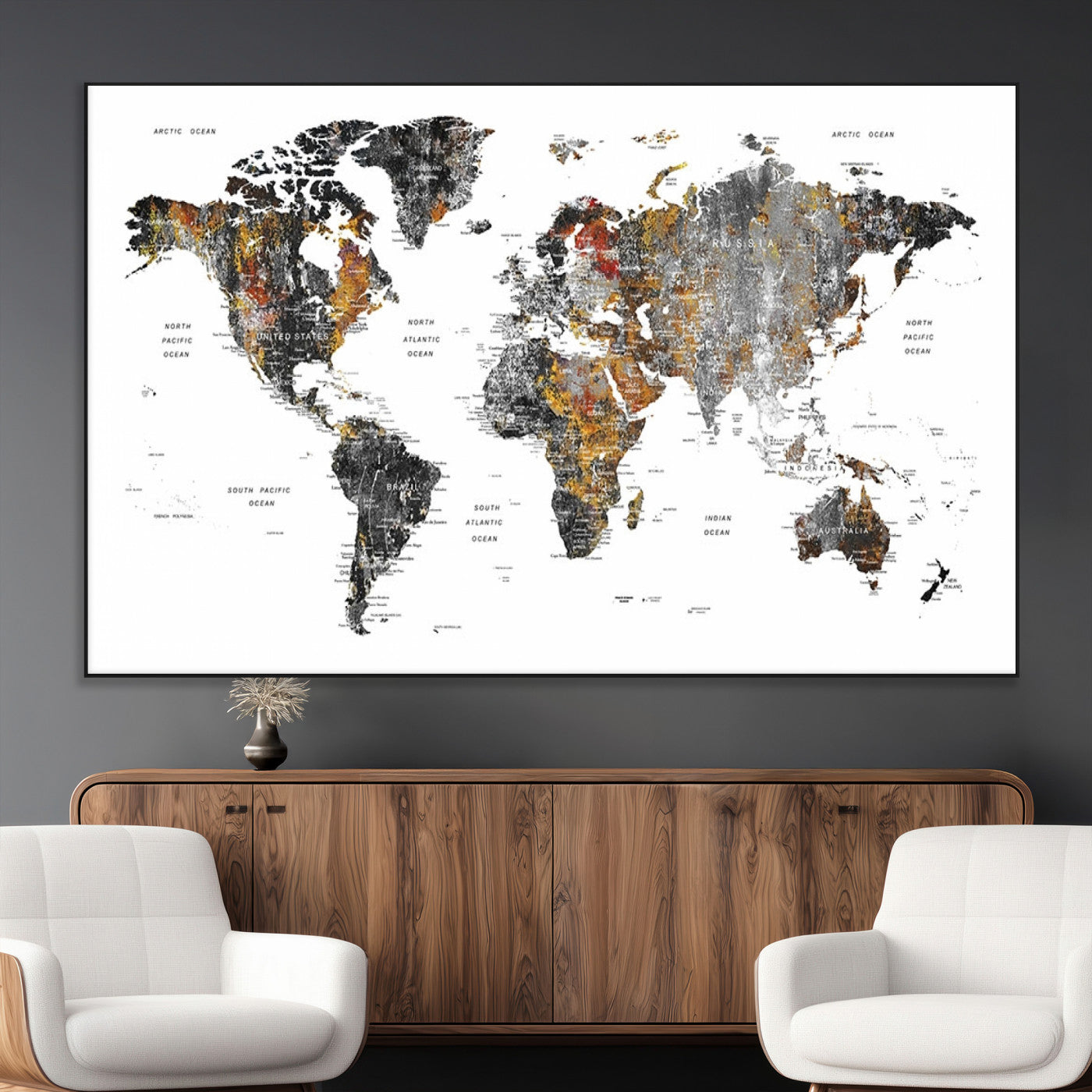 SEG-FC-51X34_Oversize - World Map Wall Art Canvas Print for Home and Office Decor