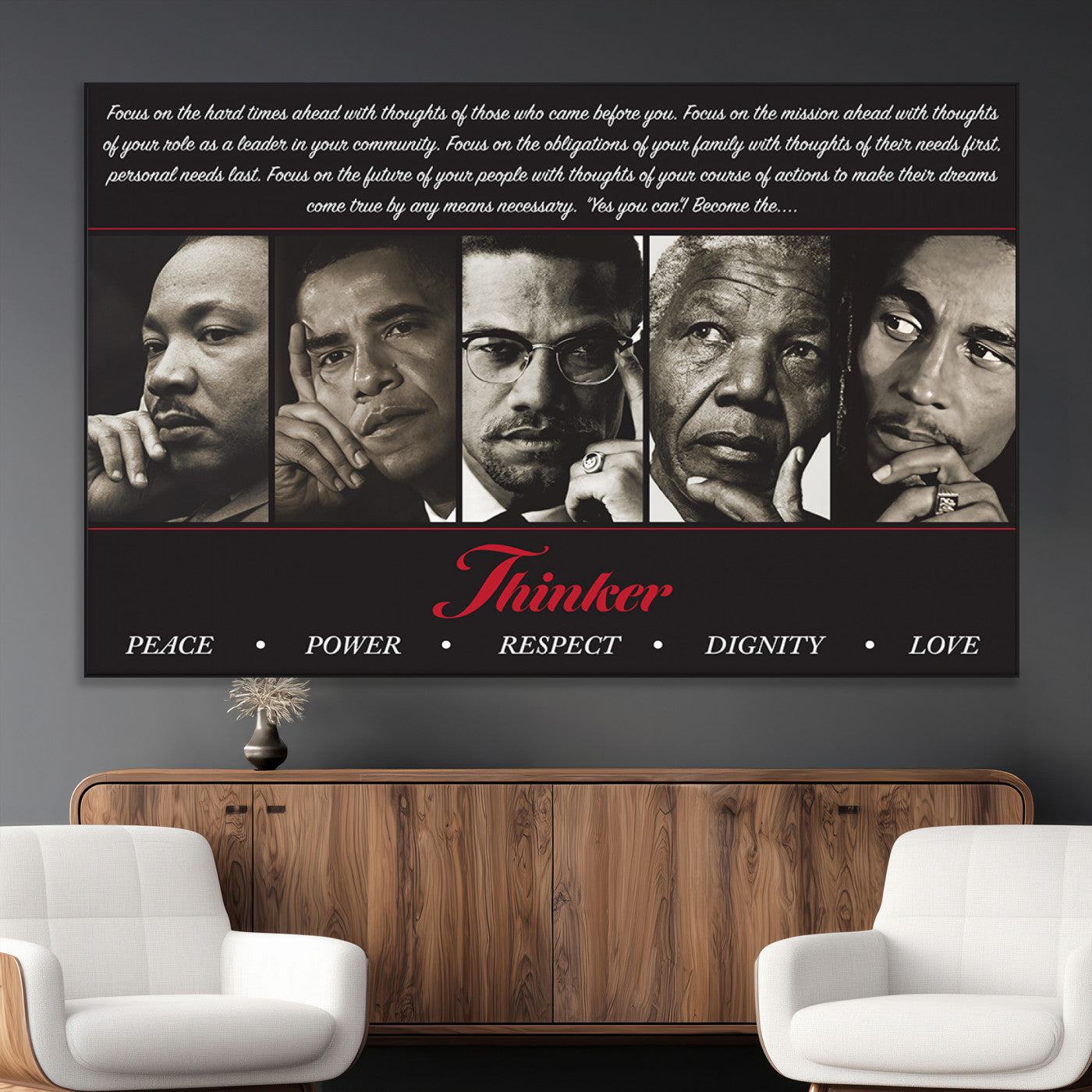 SEG-FC-51X34_Oversize - Thinkers of Wall Art Canvas Print - Inspirational Wall Art Featuring Icons of Peace, Power, and