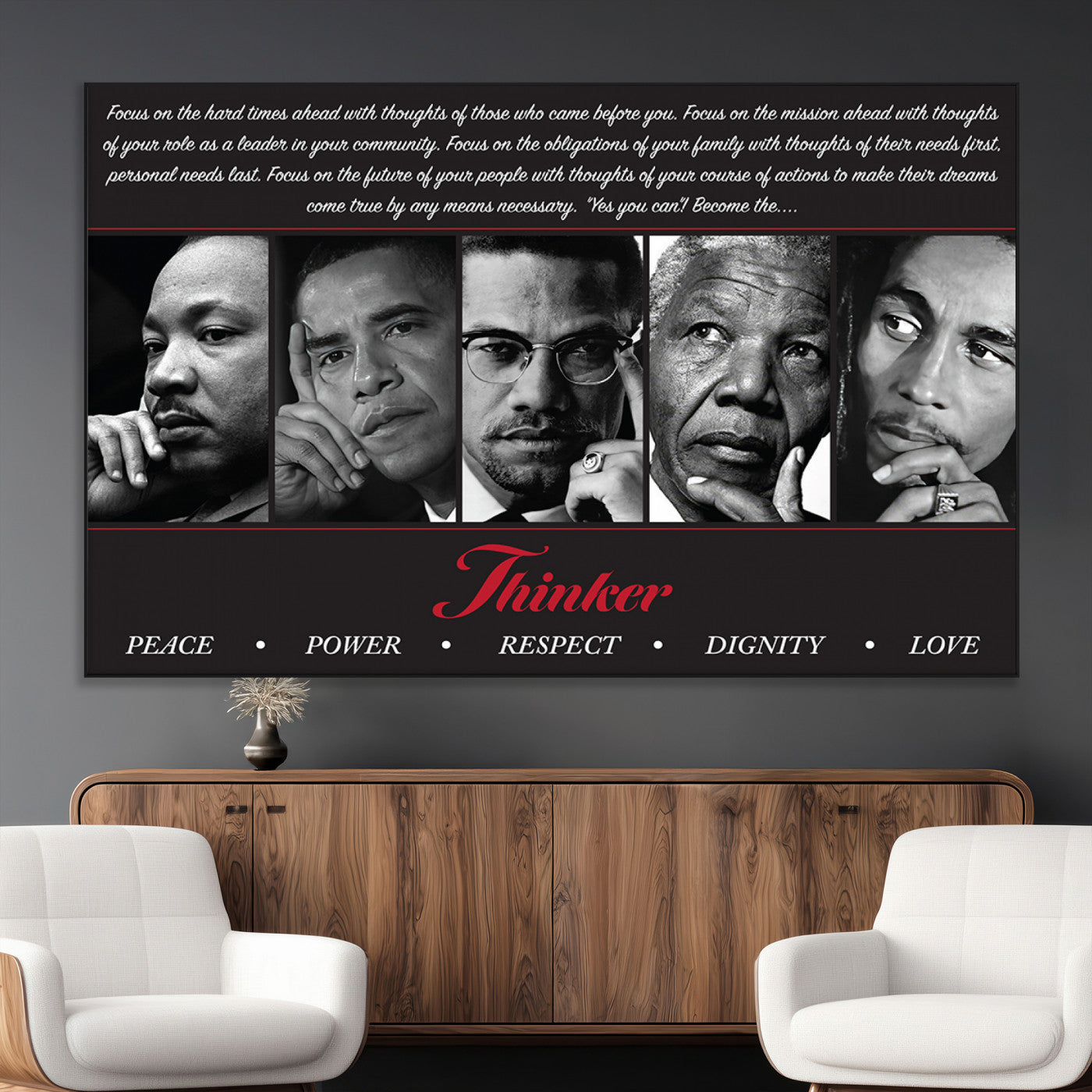 SEG-FC-51X34_Oversize - Thinker Peace Power Respect Dignity Wall Art | Thinkers of Changel Wall Art Featuring Icons of