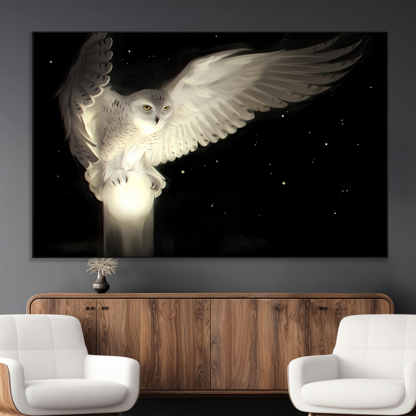 SEG-FC-51X34_Oversize - Night Owl Art -  Illuminating the Darkness – Unique Animal-Inspired Wall Art for Modern Decor |