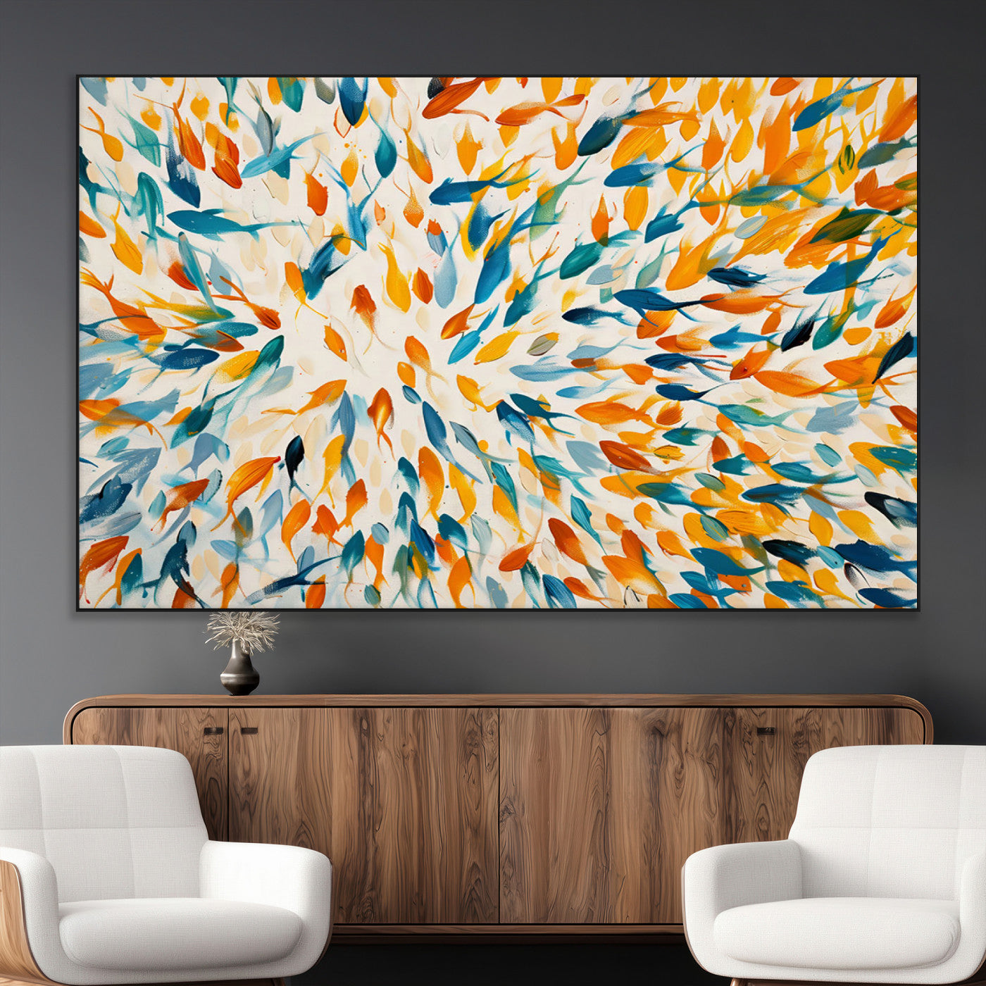 -Colorful Fish Wall Art Print – Abstract Ocean-Inspired Wall Art for Modern Spaces | Framed Canvas,