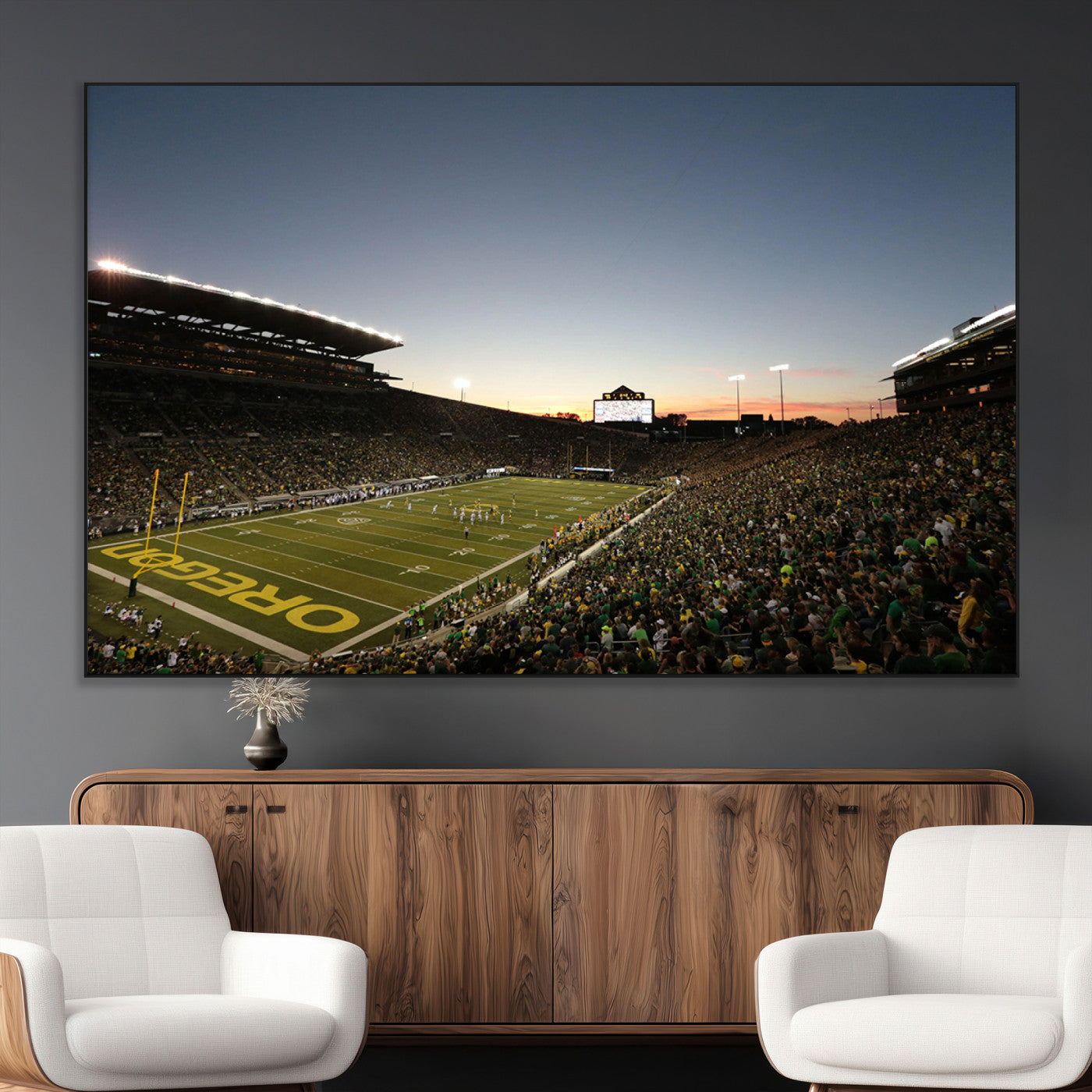SEG-FC-51X34_Oversize - Oregon Ducks Football Team Print - Eugene Autzen Stadium Wall Art Canvas Print
