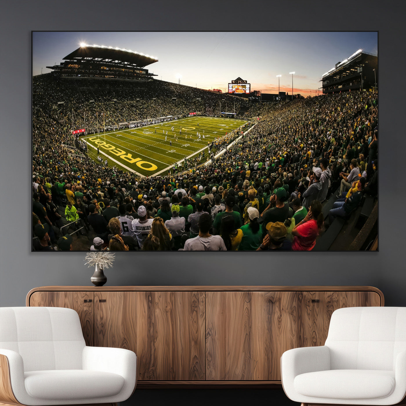 SEG-FC-51X34_Oversize - Oregon Stadium Canvas Wall Art - Captivating Game Day Scene at Autzen Stadium, Oregon Ducks Football
