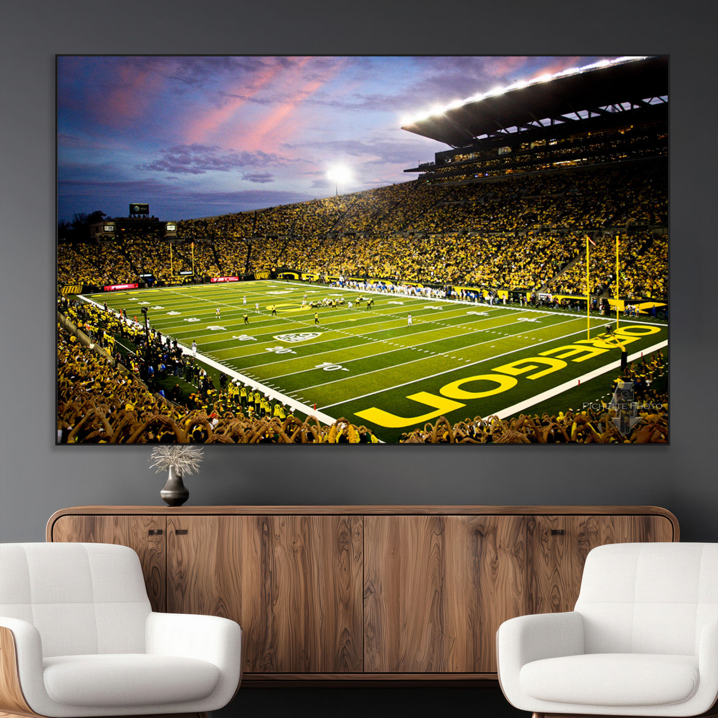SEG-FC-51X34_Oversize - University of Oregon Ducks Football Team Print - Eugene Autzen Stadium Wall Art Canvas Print