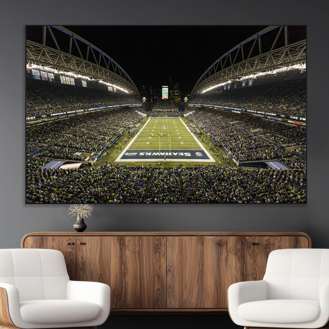 SEG-FC-51X34_Oversize - Seattle Seahawks Football Team Print Wall Art - Seattle Century Link Field Stadium Wall Art Canvas