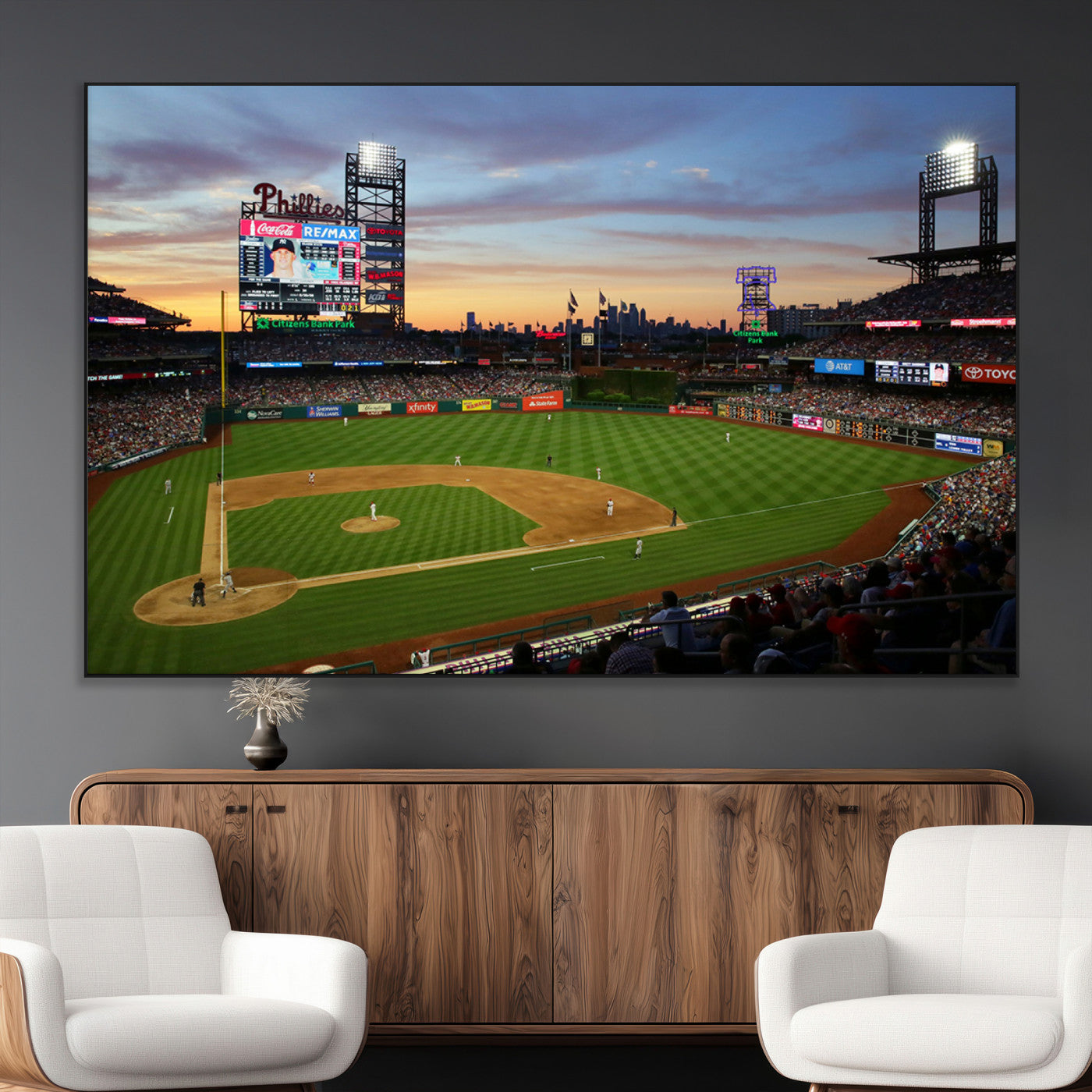SEG-FC-51X34_Oversize - Citizens Bank Park Philadelphia Phillies Wall Art Canvas | 3-Panel Canvas Print of Phillies Stadium