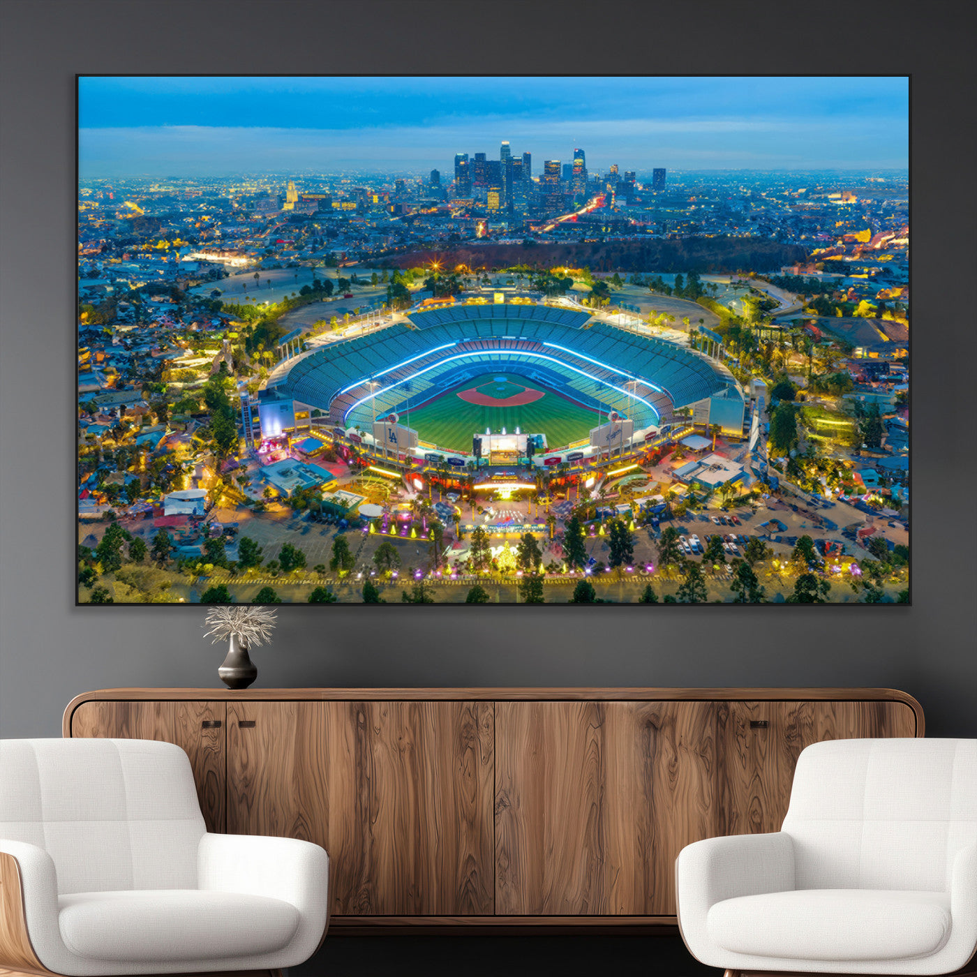 SEG-FC-51X34_Oversize - Los Angeles Dodgers Wall Art Canvas, Dodger Stadium Wall Art Canvas Print - MLB Baseball Stadium