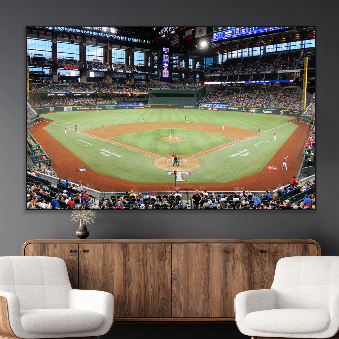 SEG-FC-51X34_Oversize - Texas Rangers Baseball Team Print - Arlington Globe Life Field Stadium Canvas Print Wall Art