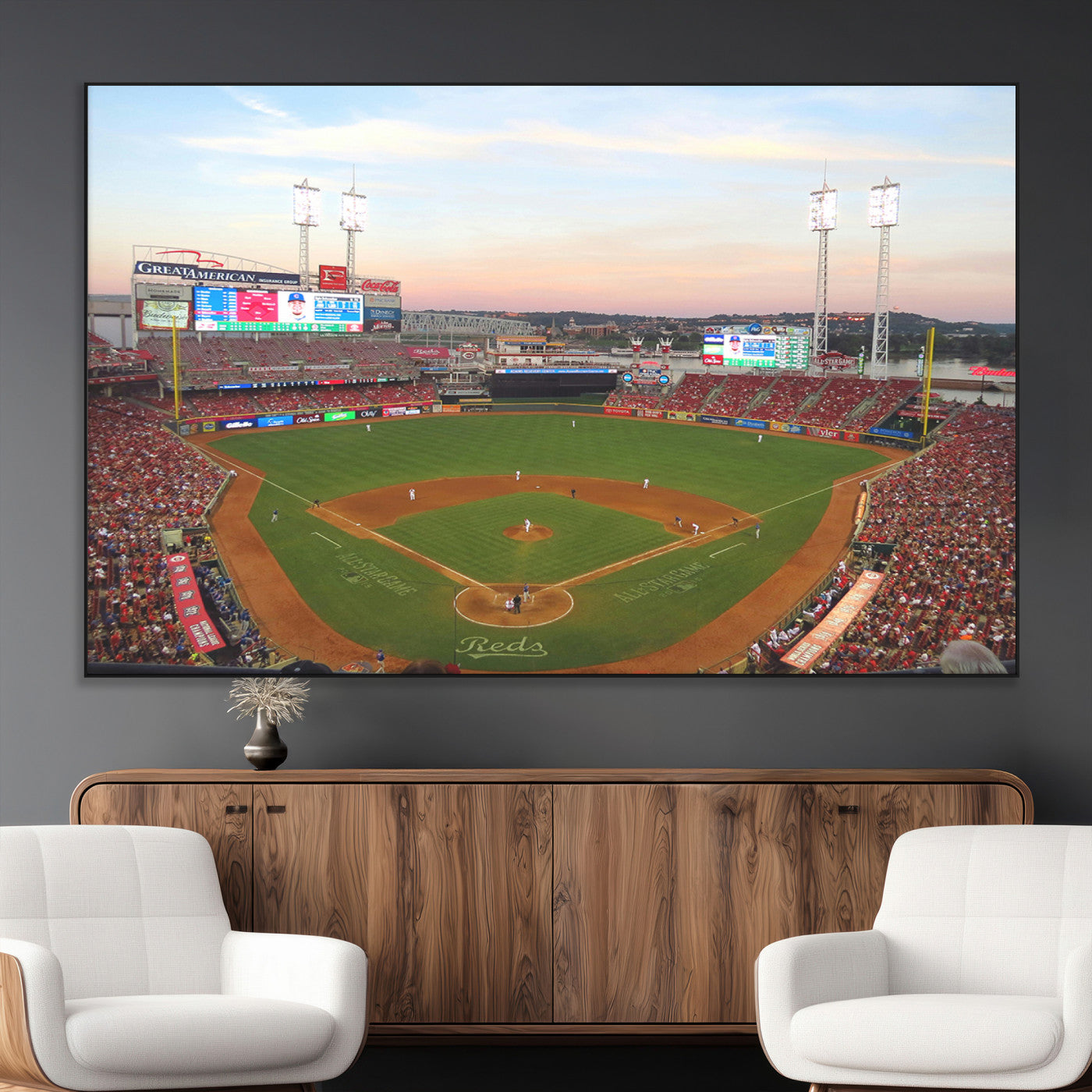 SEG-FC-51X34_Oversize - Cincinnati Reds Baseball Print Canvas- Cincinnati Great American Ball Park Stadium Wall Art Canvas