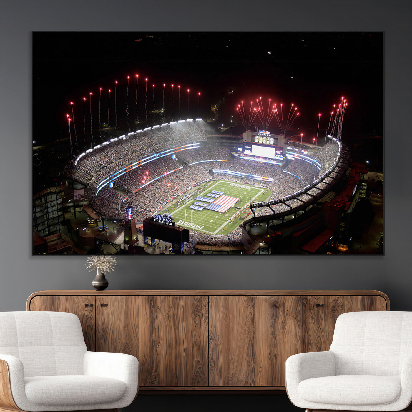 SEG-FC-51X34_Oversize - New England Patriots Team Print Wall Art- Foxborough Gillette Stadium Wall Art Canvas Print