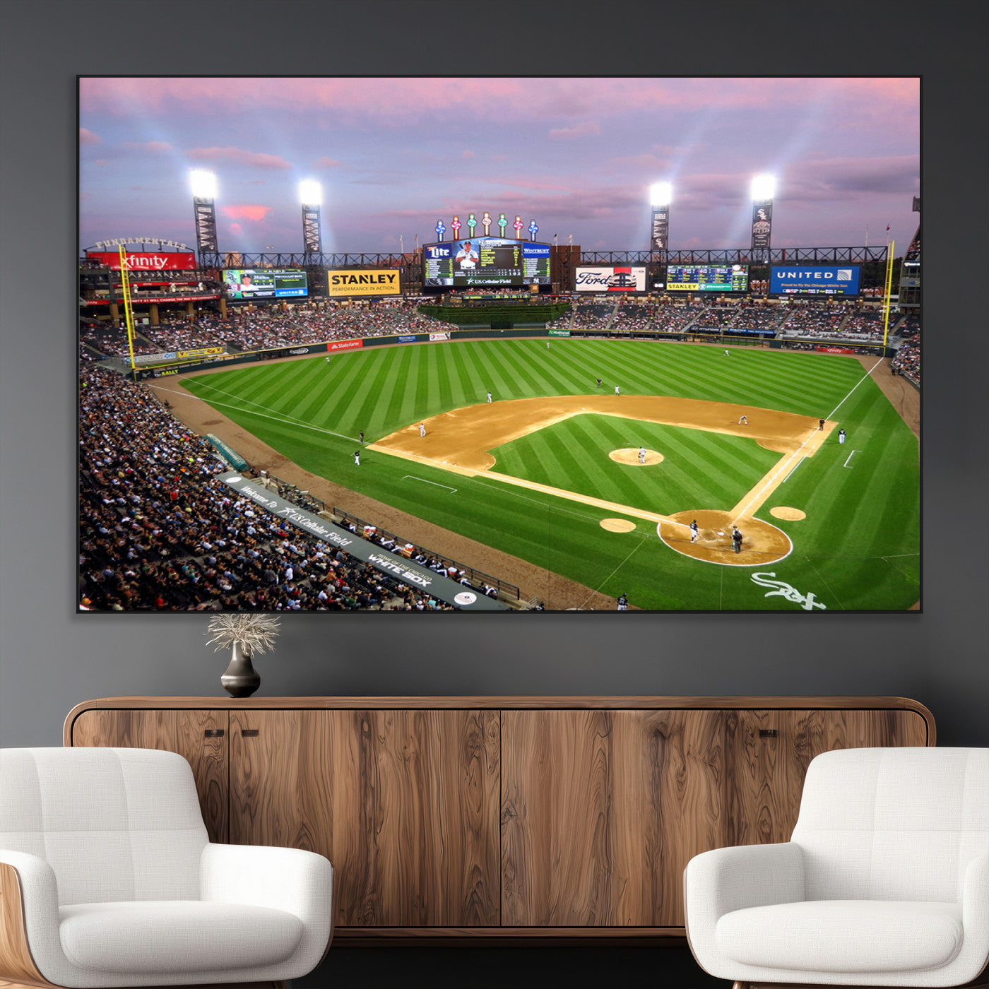 SEG-FC-51X34_Oversize - Chicago White Sox Baseball Team Print Canvas- Guaranteed Rate Field Stadium Wall Art Canvas Print