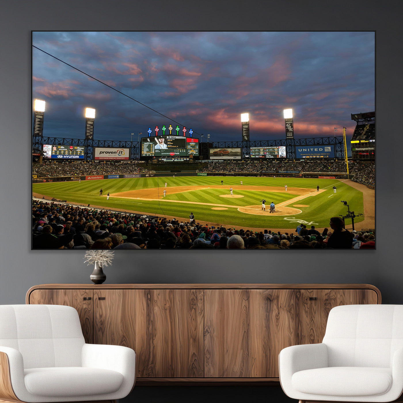 SEG-FC-51X34_Oversize - Chicago White Sox Baseball Team Print Canvas- Guaranteed Rate Field Stadium Wall Art Canvas Print