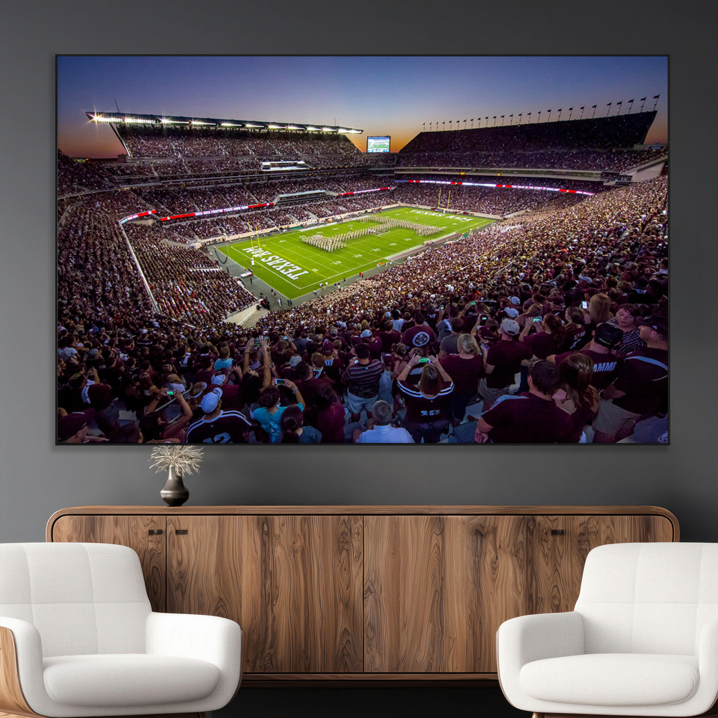 SEG-FC-51X34_Oversize - Texas A&M University Aggies Football Team Print - College Station Kyle Field Stadium Wall Art Canvas