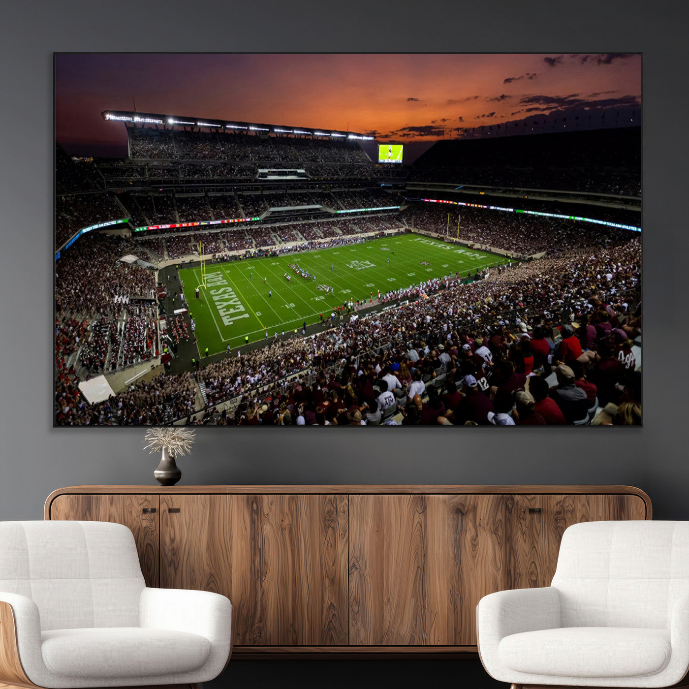 SEG-FC-51X34_Oversize - Texas A&M Aggies Football Team Print - College Station Kyle Field Stadium Wall Art Canvas Print