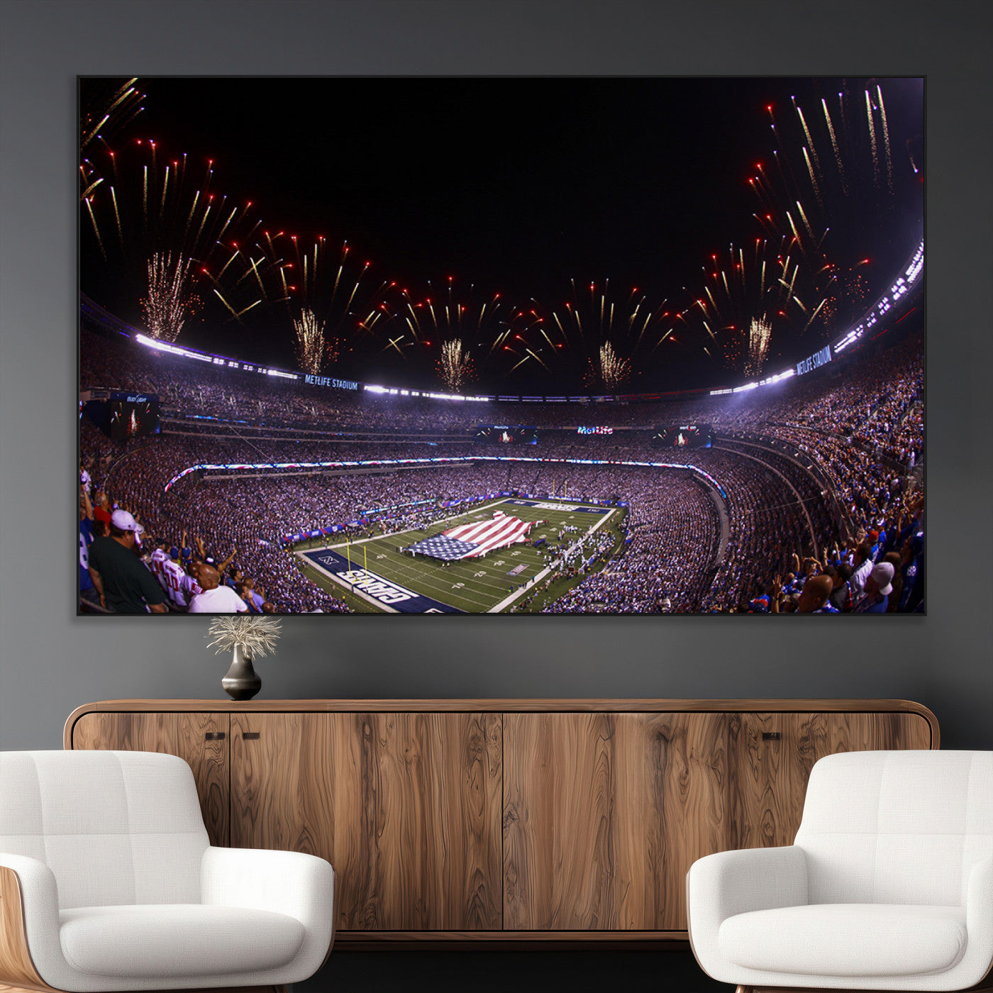 SEG-FC-51X34_Oversize - New York Giants Football Team Print - East Rutherford MetLife Stadium Wall Art Canvas Print