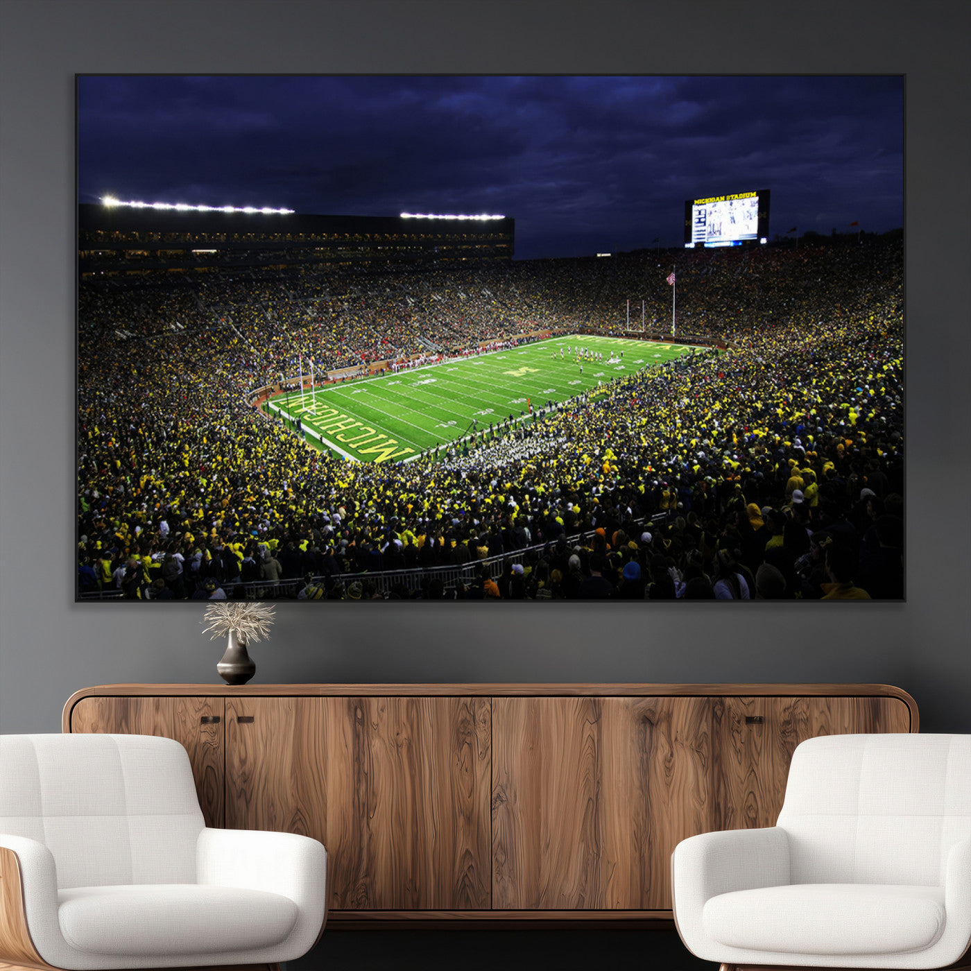 SEG-FC-51X34_Oversize - Michigan Wolverines Football Canvas Wall Decor, Football Team Print - Ann Arbor Michigan Stadium