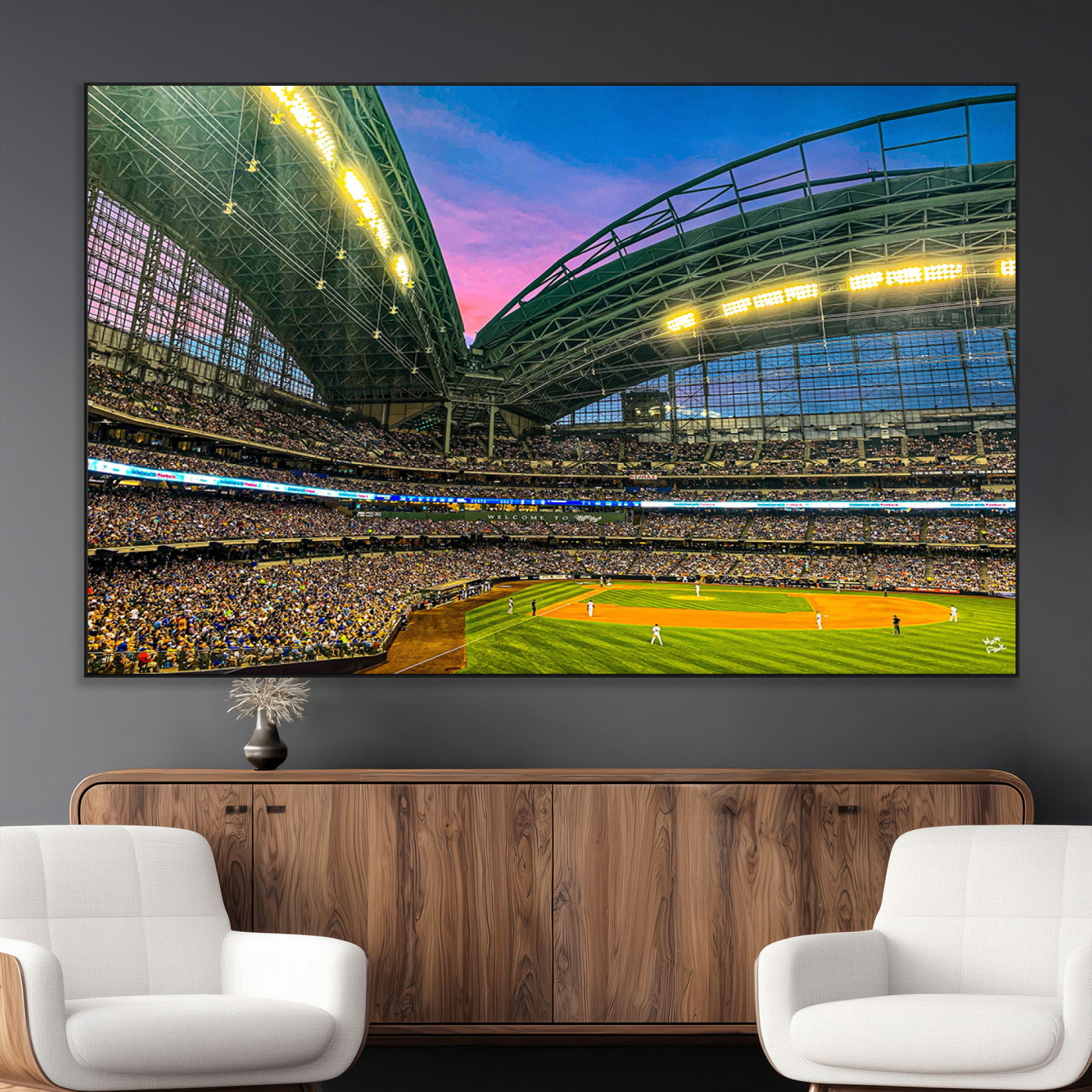 SEG-FC-51X34_Oversize - Milwaukee Brewers Baseball Team Print Canvas- American Family Field Stadium Wall Art Canvas Print