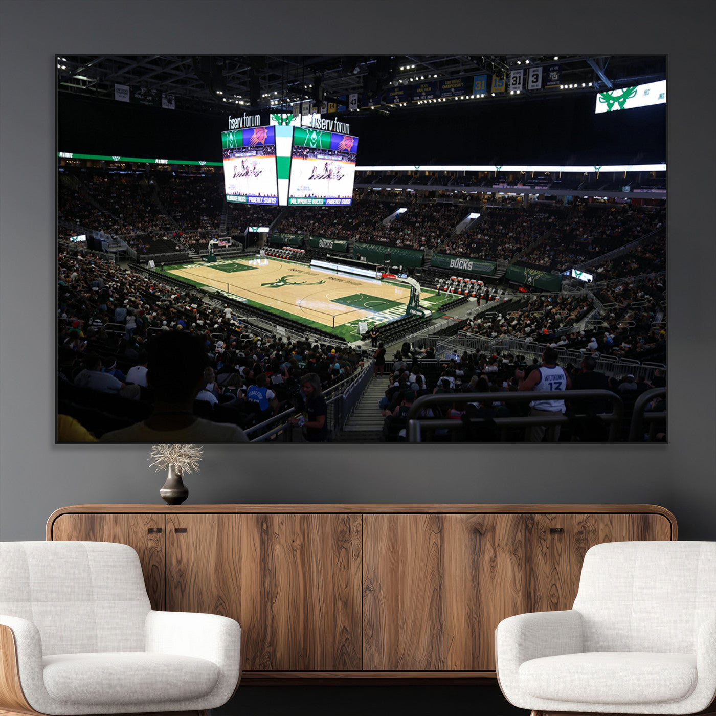SEG-FC-51X34_Oversize - Milwaukee Bucks Basketball Print - Fiserv Forum Stadium Wall Art Canvas Print