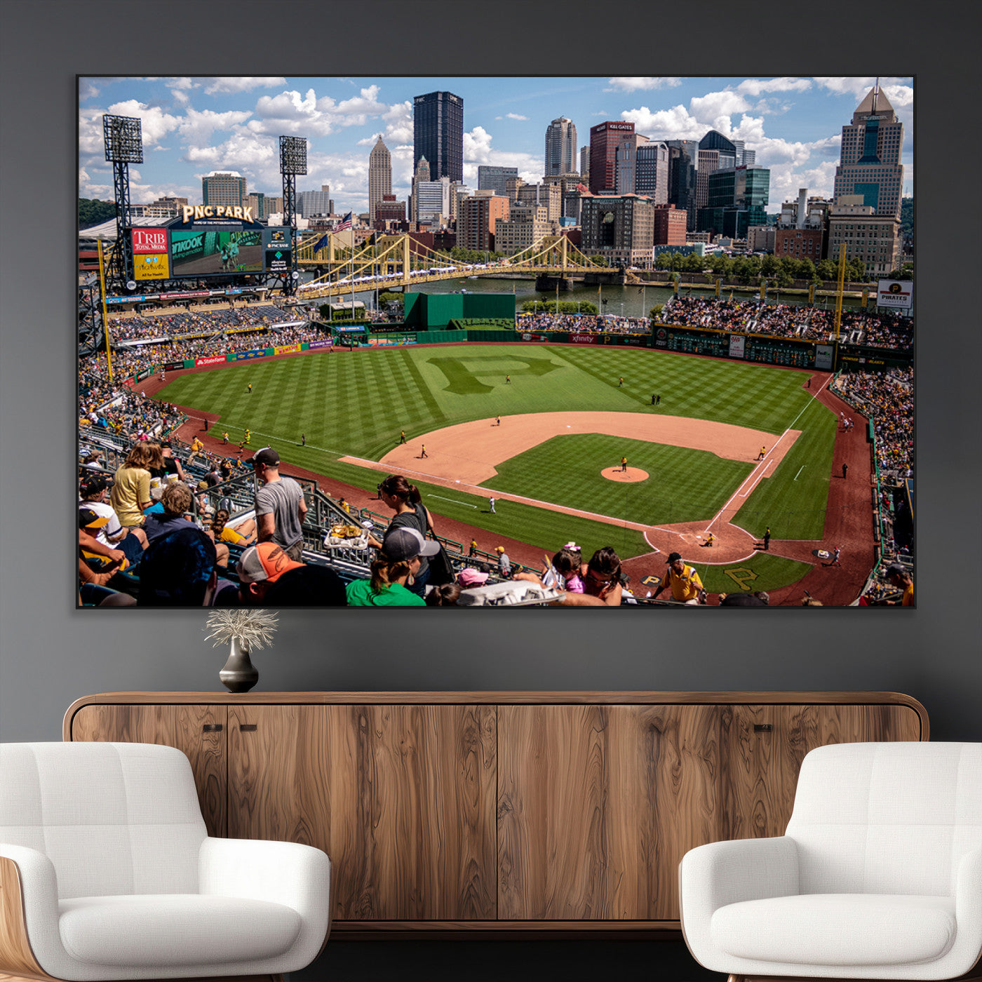 SEG-FC-51X34_Oversize - Pittsburgh Pirates Baseball Team Print - PNC Park Stadium Wall Art Canvas Print - Ready to Hang