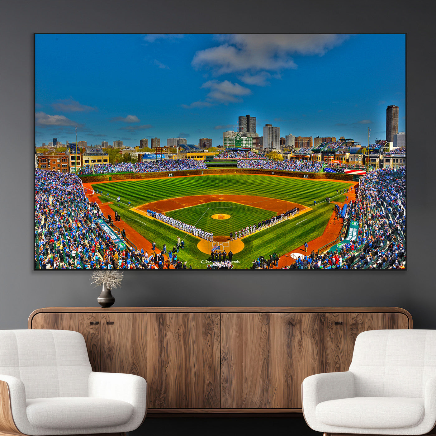 SEG-FC-51X34_Oversize - Wrigley Field Chicago Cubs Canvas Wall Art - Iconic Baseball Stadium Print for Sports Lovers - Ready