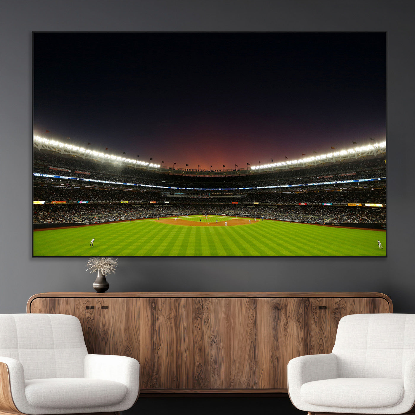 SEG-FC-51X34_Oversize - Yankee Stadium Night Game Triple Canvas, Yankee Stadium Canvas Wall Art - New York Yankees MLB Match