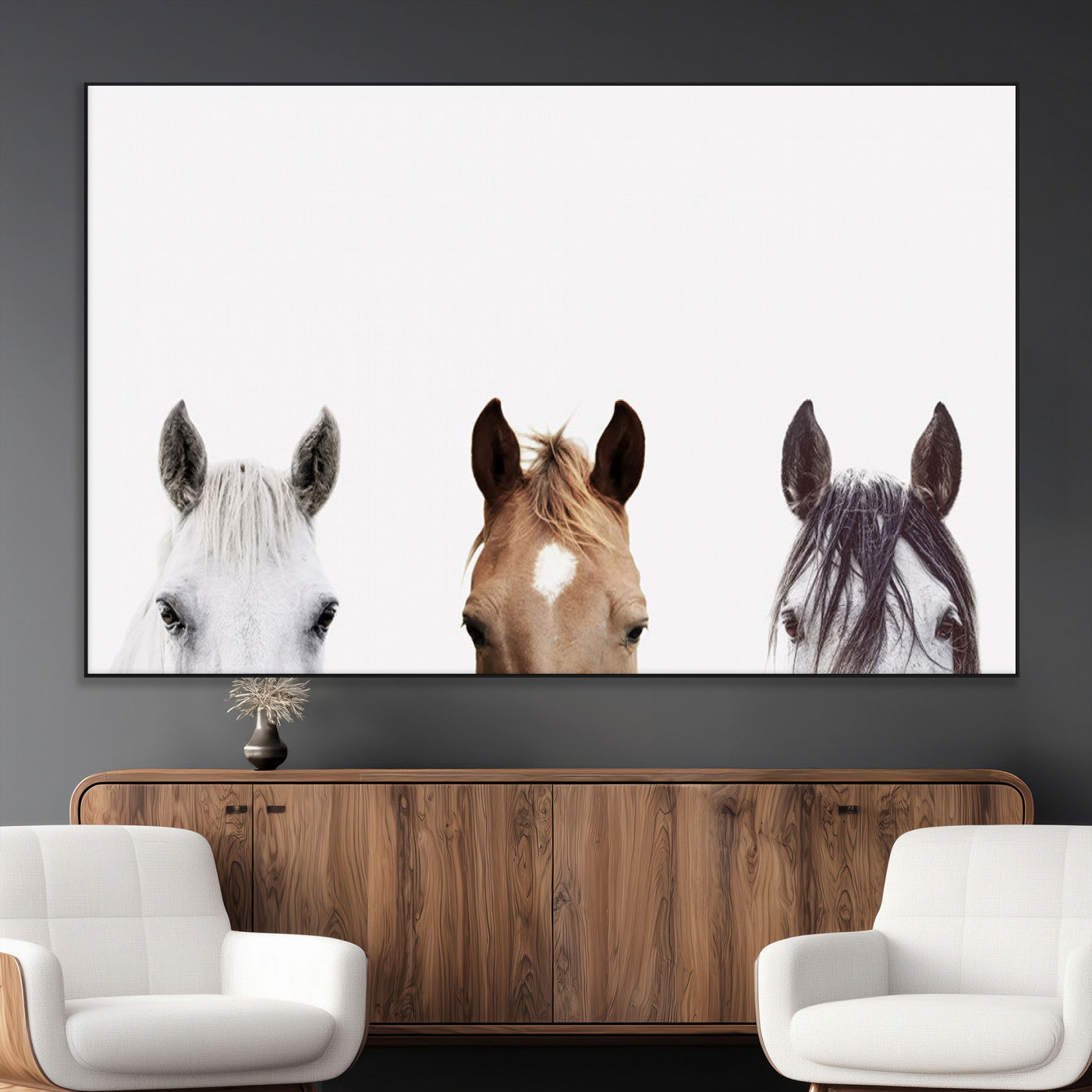 SEG-FC-51X34_Oversize - Horse Prints Set, Set of 3 Horse Wall Art, Horses Portraits, Farmhouse Wall Art, Farm Animals