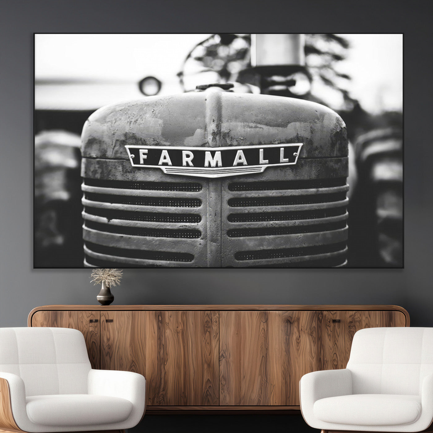 SEG-FC-51X34_Oversize - Vintage Farmall Tractor Wall Art Canvas Print, Rustic Farmhouse Decor Ready to Hang