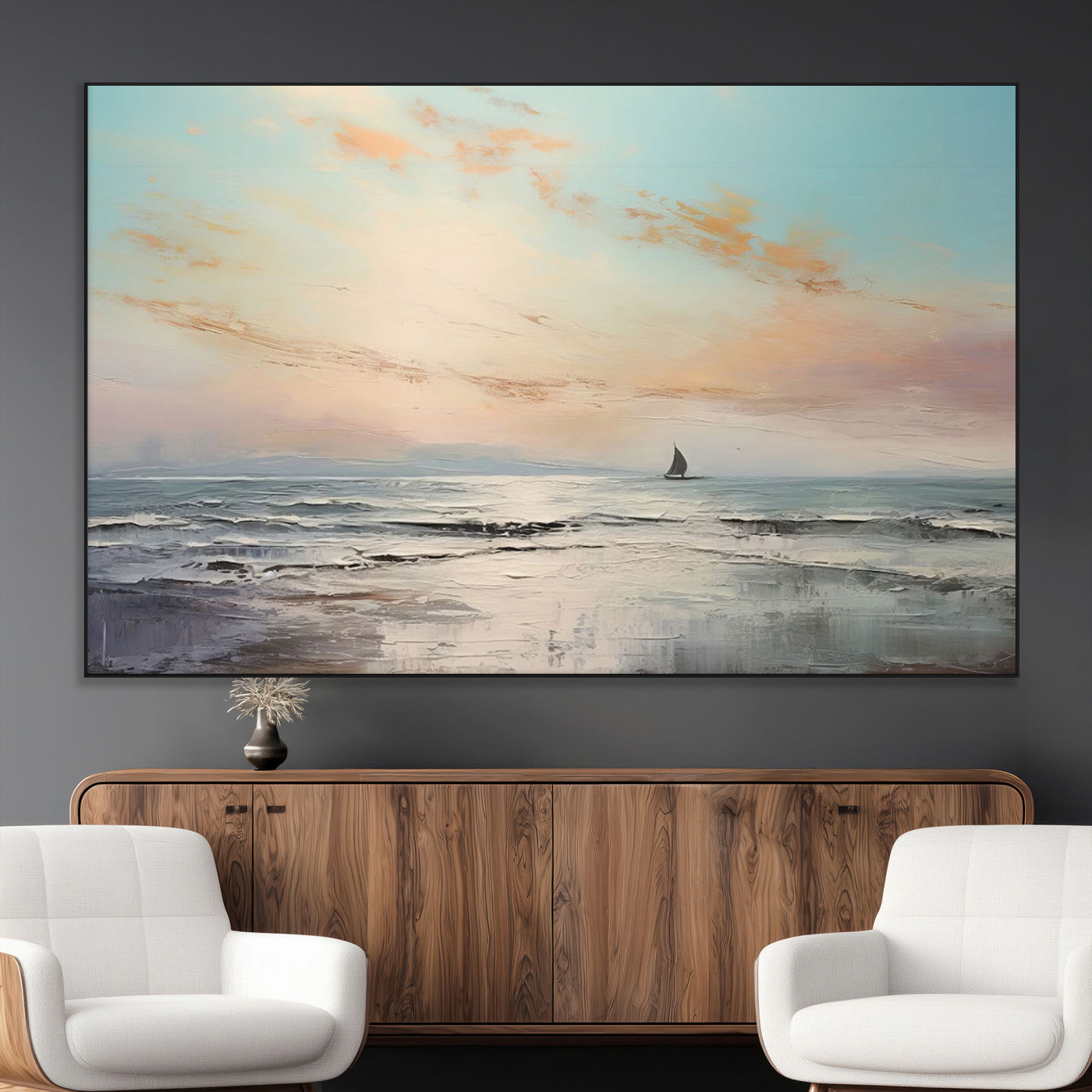 SEG-FC-51X34_Oversize - Abstract Ocean Wall Art -  Boat Wall Art Canvas Print