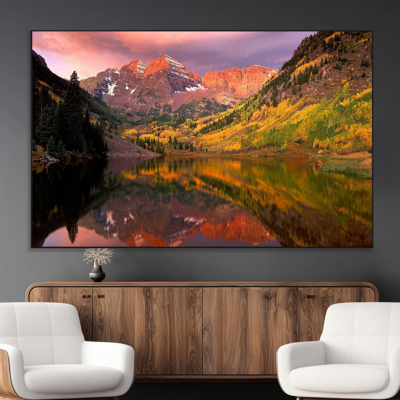 86946-MGV-CV-36X24-Colorado Rockies Mountain Sunset Wall Art | Ready to Hang and Framed | Scenic Nature Landscape