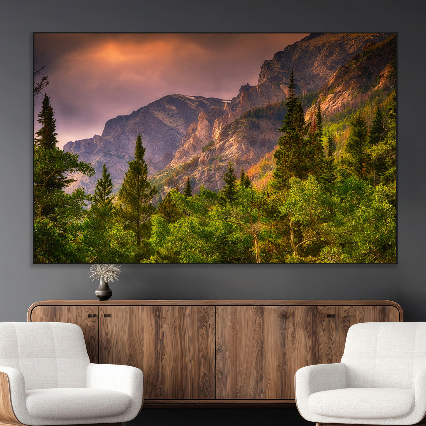 SEG-FC-51X34_Oversize - Colorado Rockies Mountains Wall Art Canvas Print | Ready to Hang  Framed Mountain Landscape