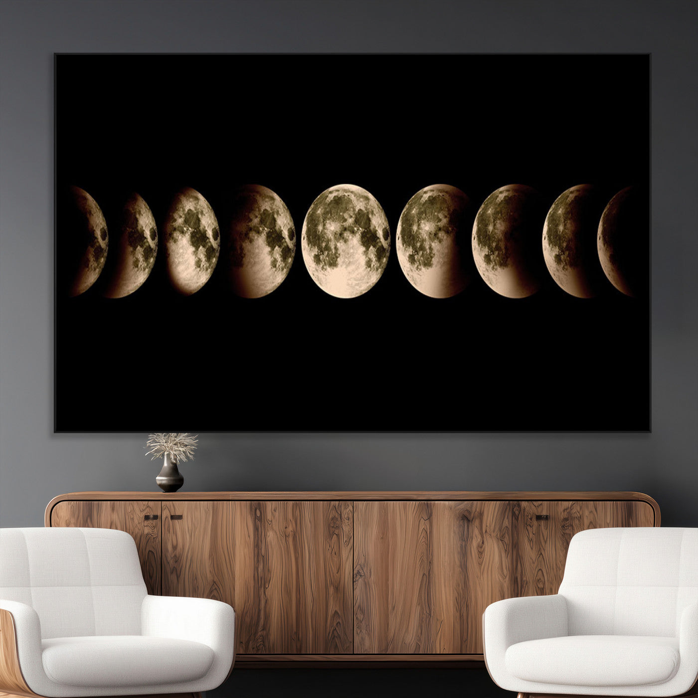 SEG-FC-51X34_Oversize - Phases of the Moon Wall Art | Canvas Print for Modern Wall Decor | Ready to Hang and Framed