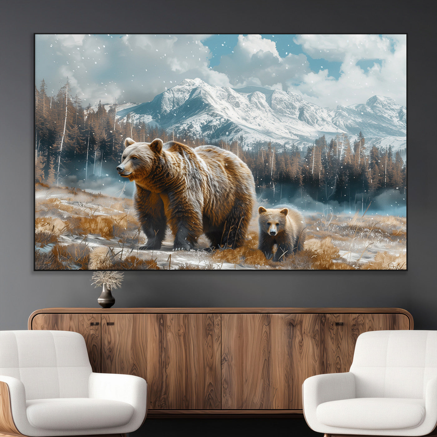 SEG-FC-51X34_Oversize - Bear and Baby Bear Wall Art Canvas Print