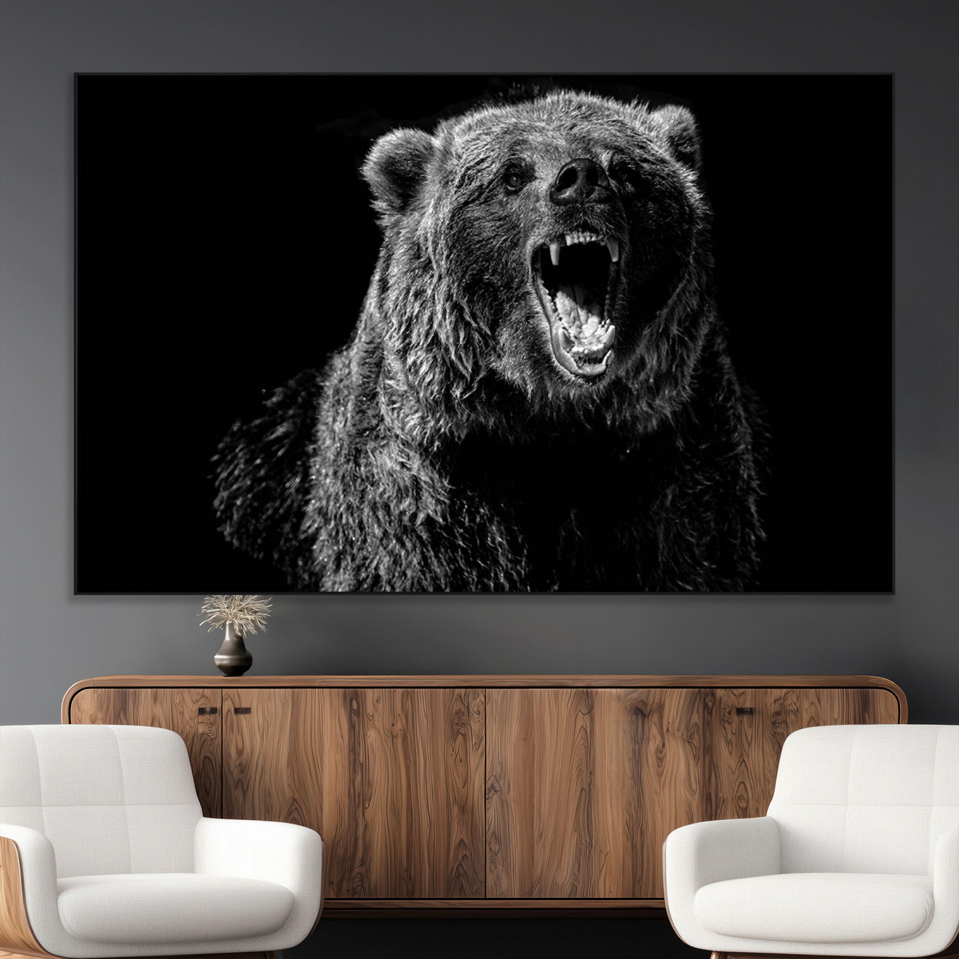 SEG-FC-51X34_Oversize - Bear Canvas Print | Wildlife Wall Art for Cabin Decor | Ready to Hang Framed