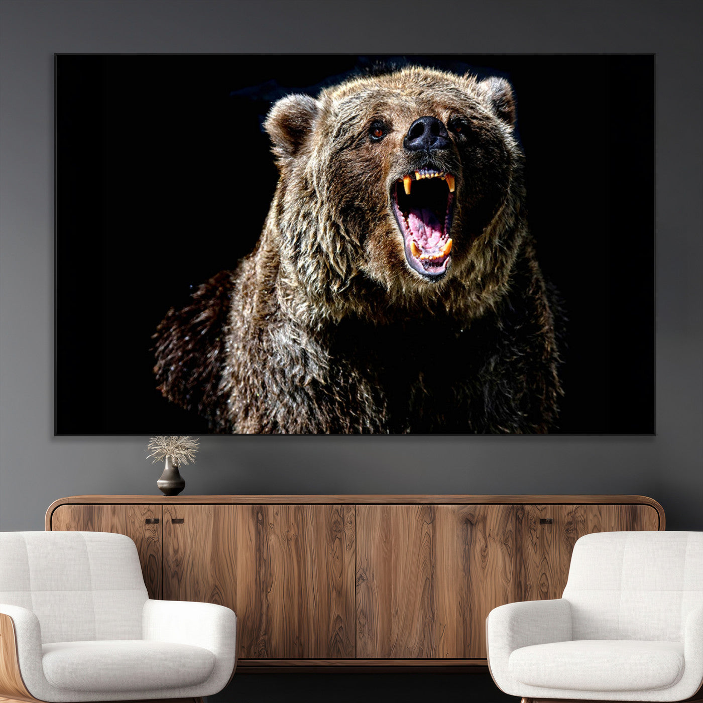 SEG-FC-51X34_Oversize - Grizzly Bear Canvas Print | Wildlife Wall Art for Cabin Decor | Ready to Hang Framed