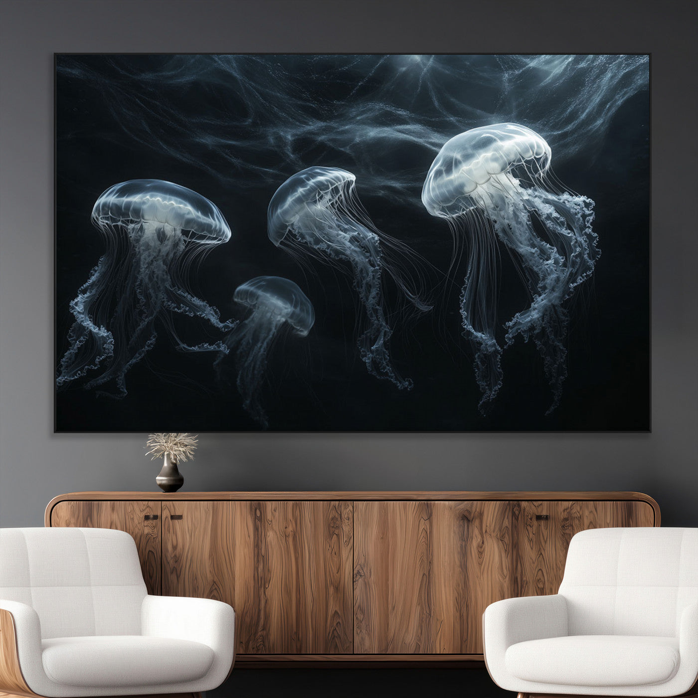 SEG-FC-51X34_Oversize - Jellyfish Wall Art Canvas Print, Elegant Wall Decor