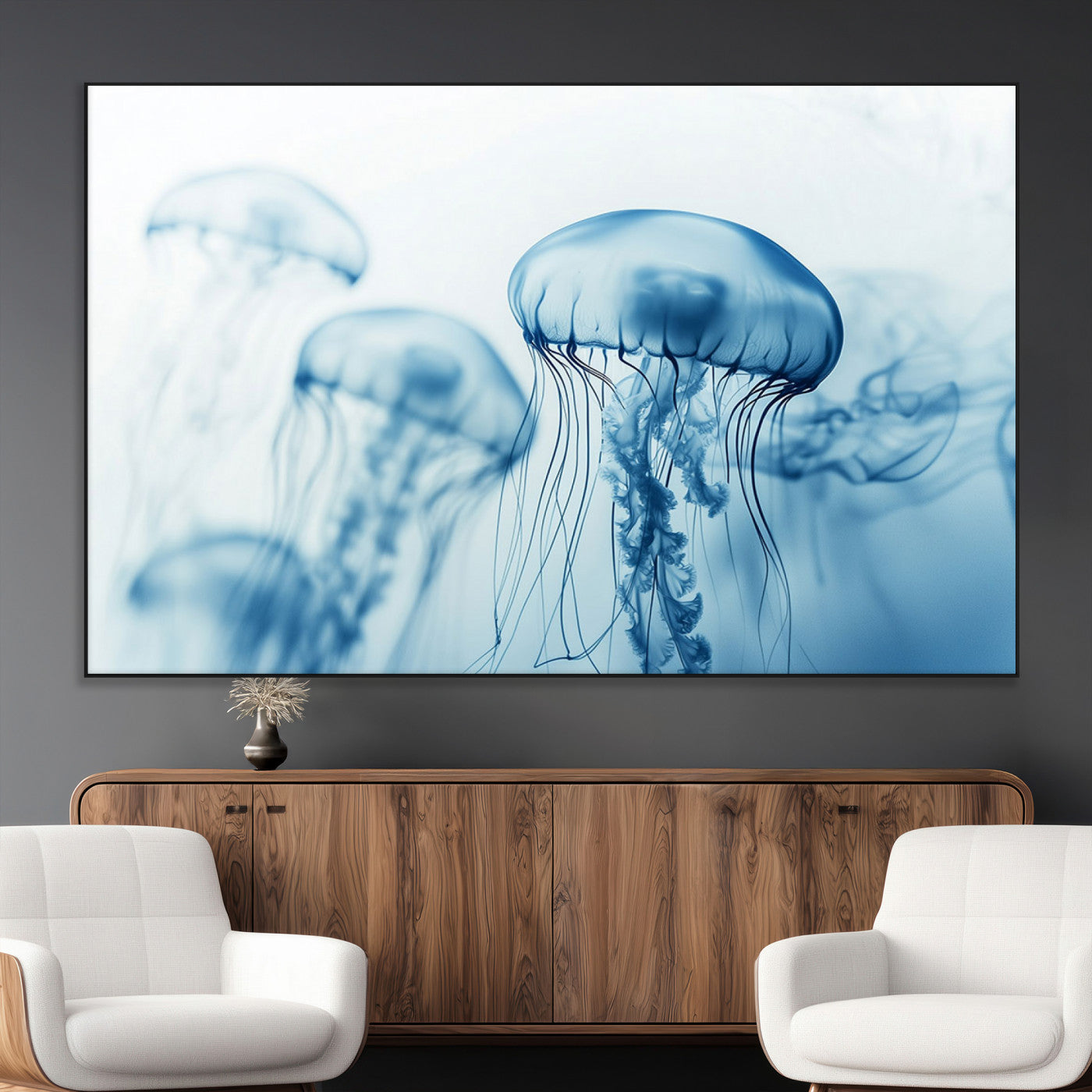 SEG-FC-51X34_Oversize - Blue Jellyfish Wall Art Canvas Print