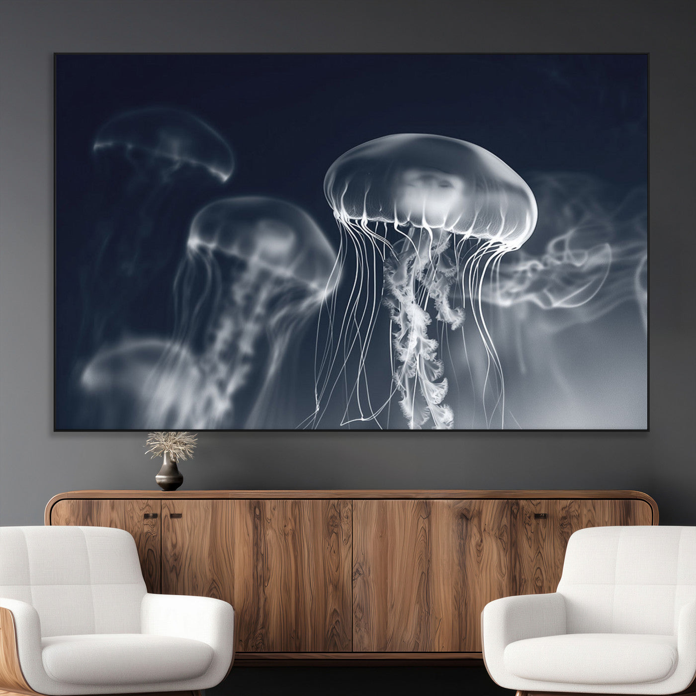SEG-FC-51X34_Oversize - Jellyfish Wall Art Canvas Print, Modern Abstract Jellyfish Wall Decor