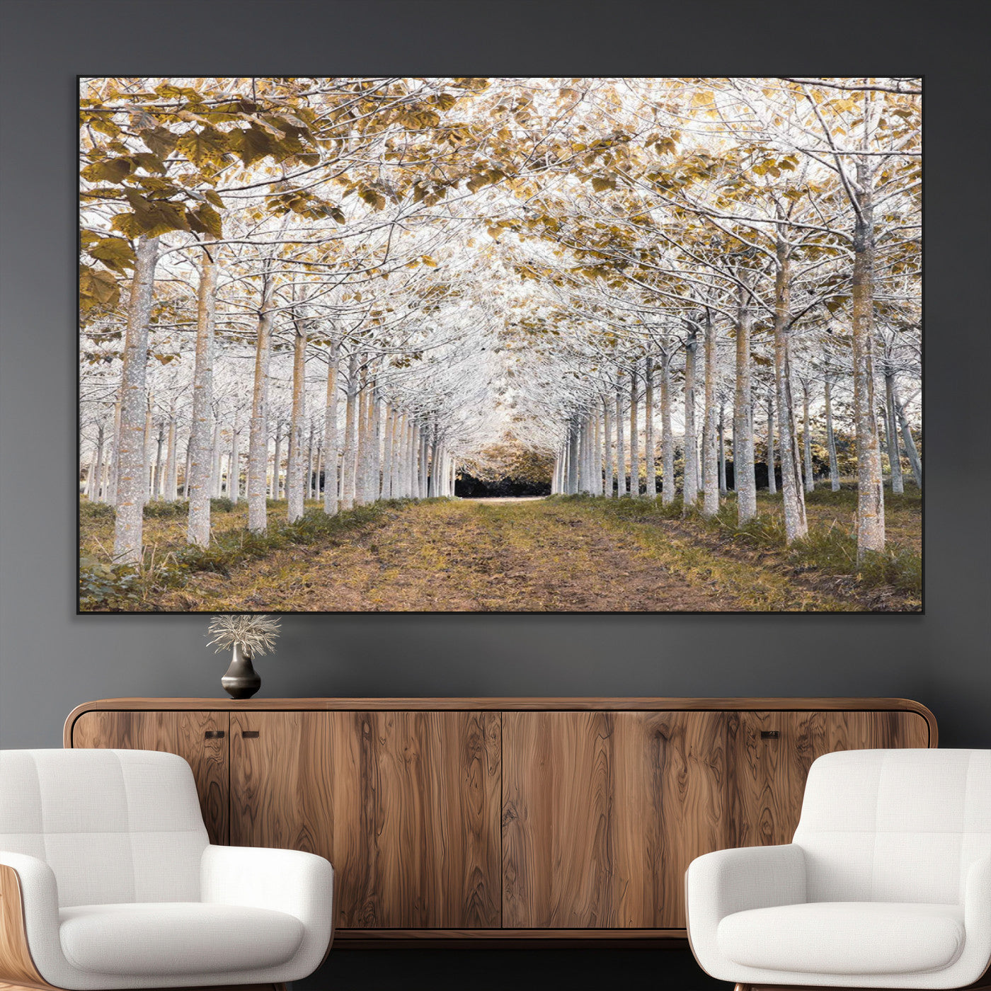 SEG-FC-51X34_Oversize - Forest Grove Wall Art | Serene Pathway Canvas Print | Ready to Hang and Framed Nature Wall Decor for