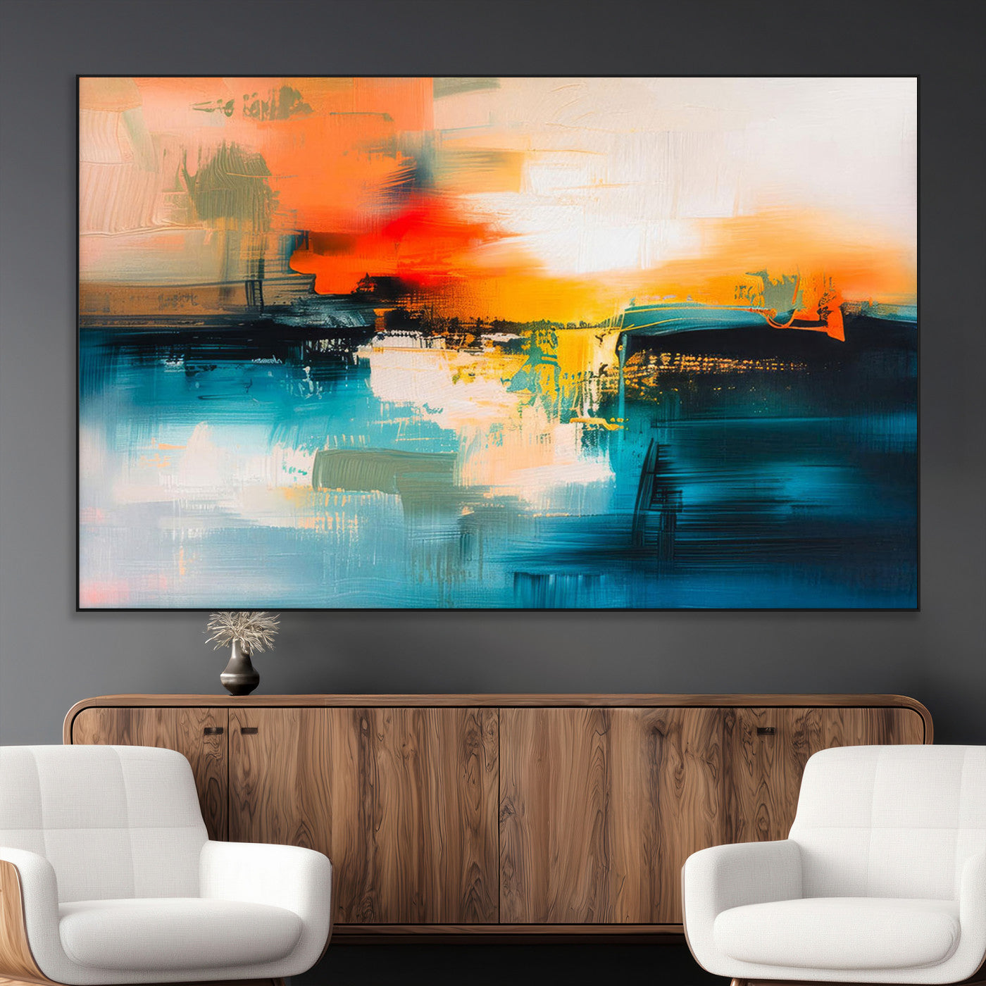 SEG-FC-51X34_Oversize - Colorful Abstract Wall Art | Bold Modern Canvas Print | Ready to Hang and Framed for Living Room or