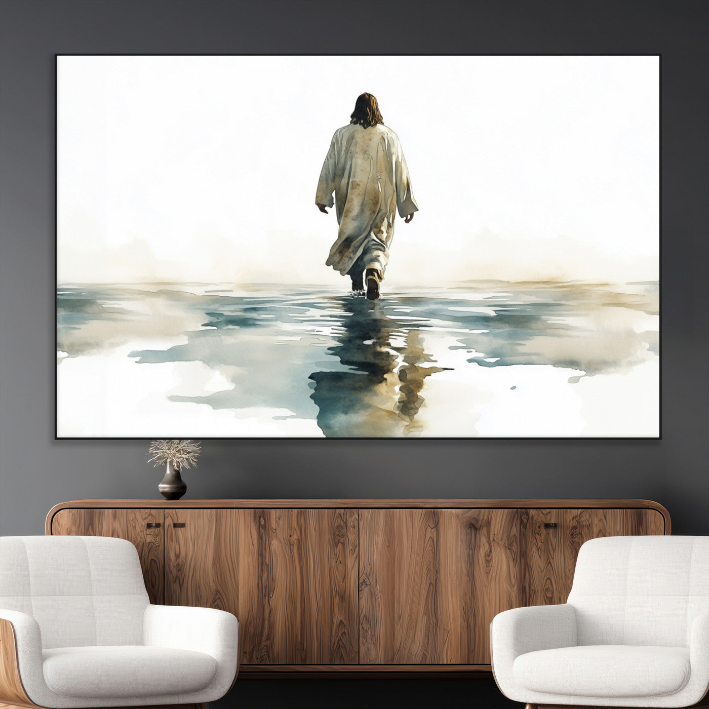 SEG-FC-51X34_Oversize - Abstract Jesus Wall Art Canvas Print, Christian Wall Art, Jesus Christ Walking