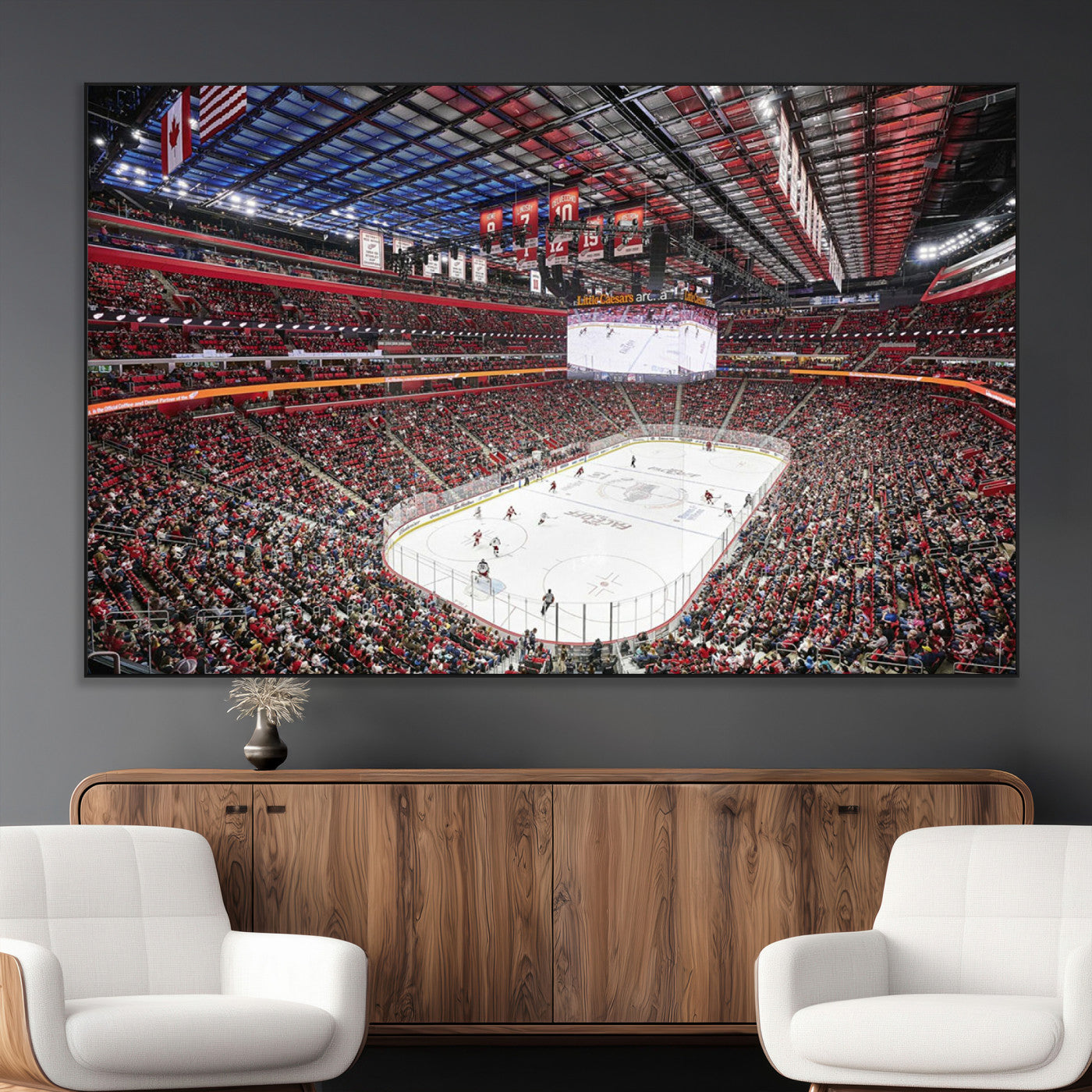 SEG-FC-51X34_Oversize - Barton Malow Little Caesars Arena Detroit Wall Art Canvas Print - Detroit Hockey and Basketball
