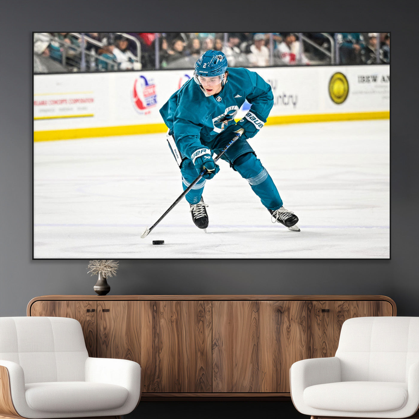SEG-FC-51X34_Oversize - San Jose Sharks Ice Hockey Player Wall Art Canvas Print